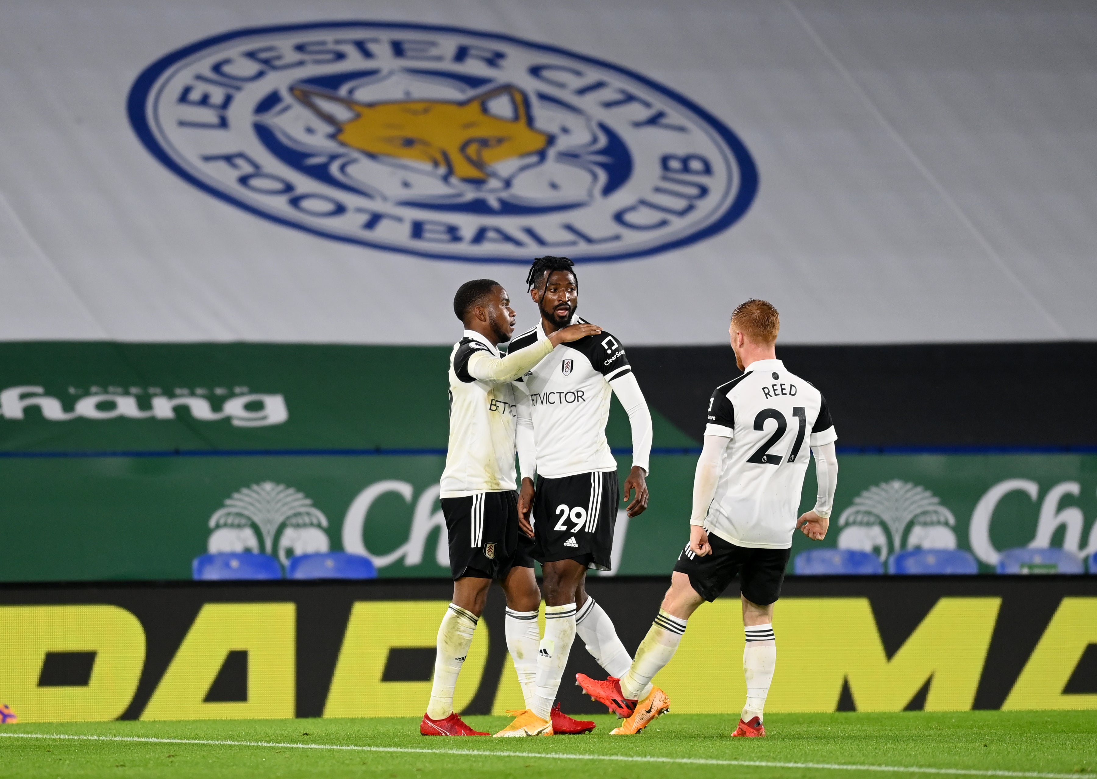 Fulham celebrate Ademola Lookman’s opener