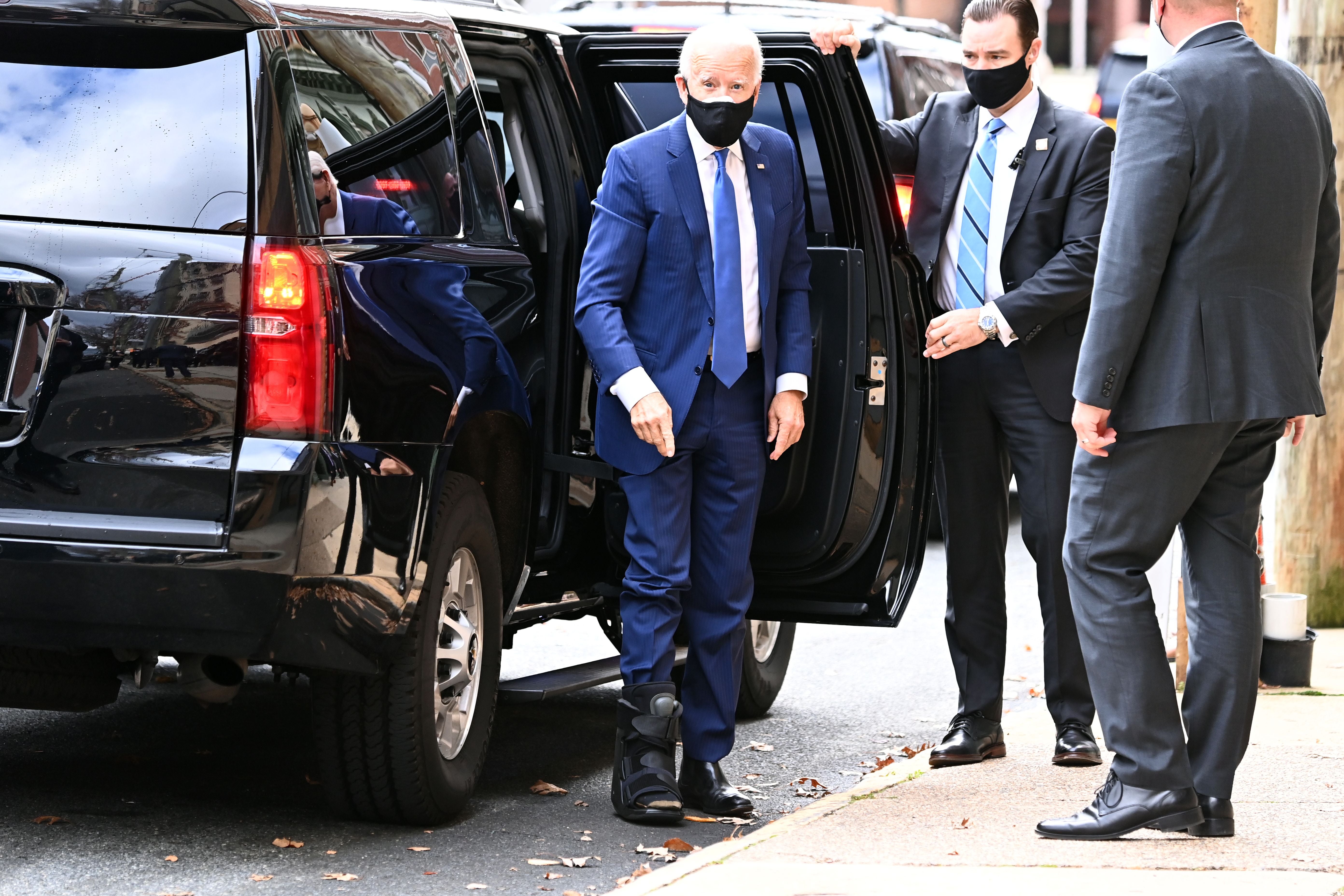 Biden arrives at the Queen Theater in Wilmington, Delaware