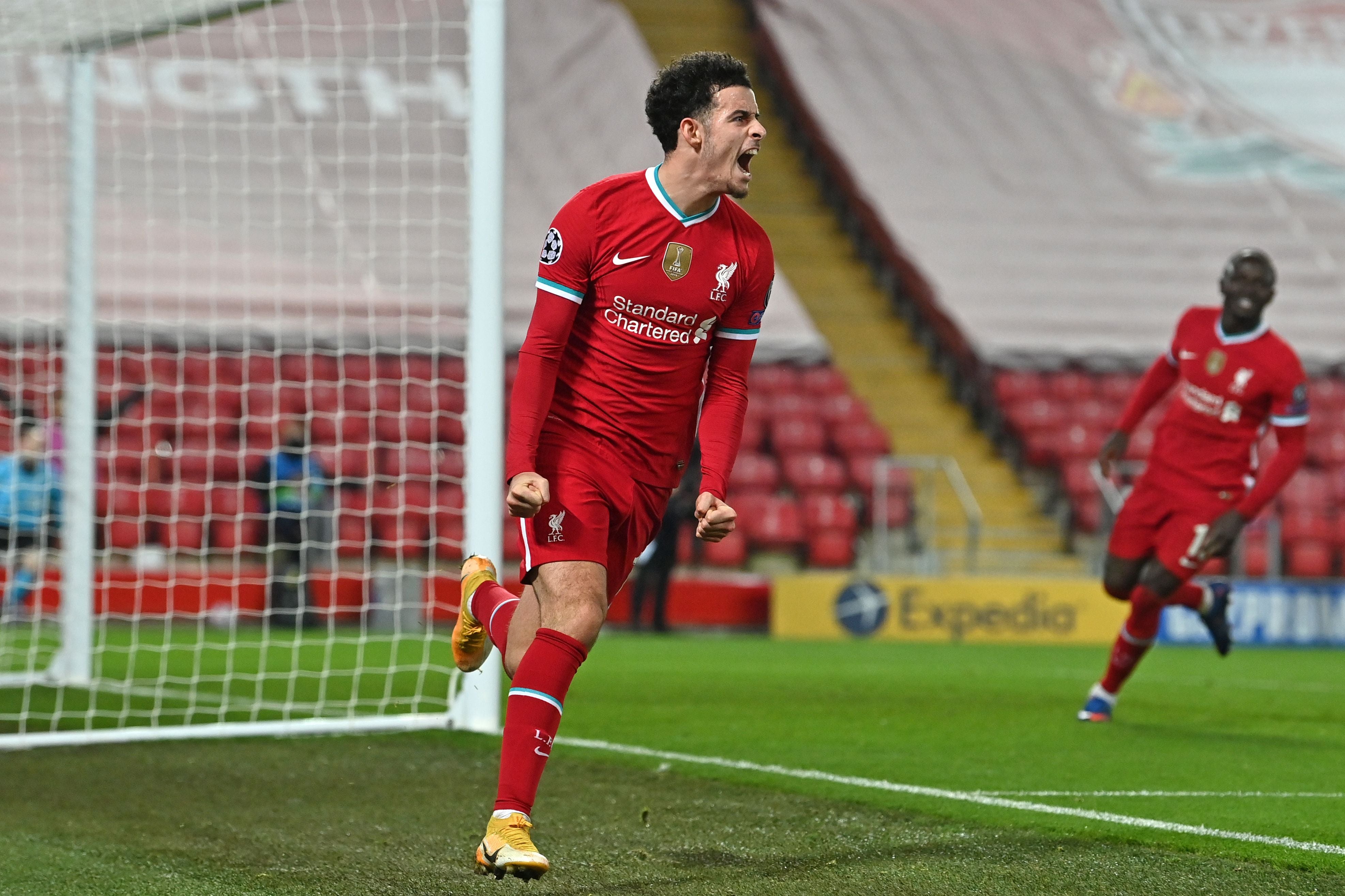 Curtis Jones celebrates scoring Liverpool’s winning goal against Ajax