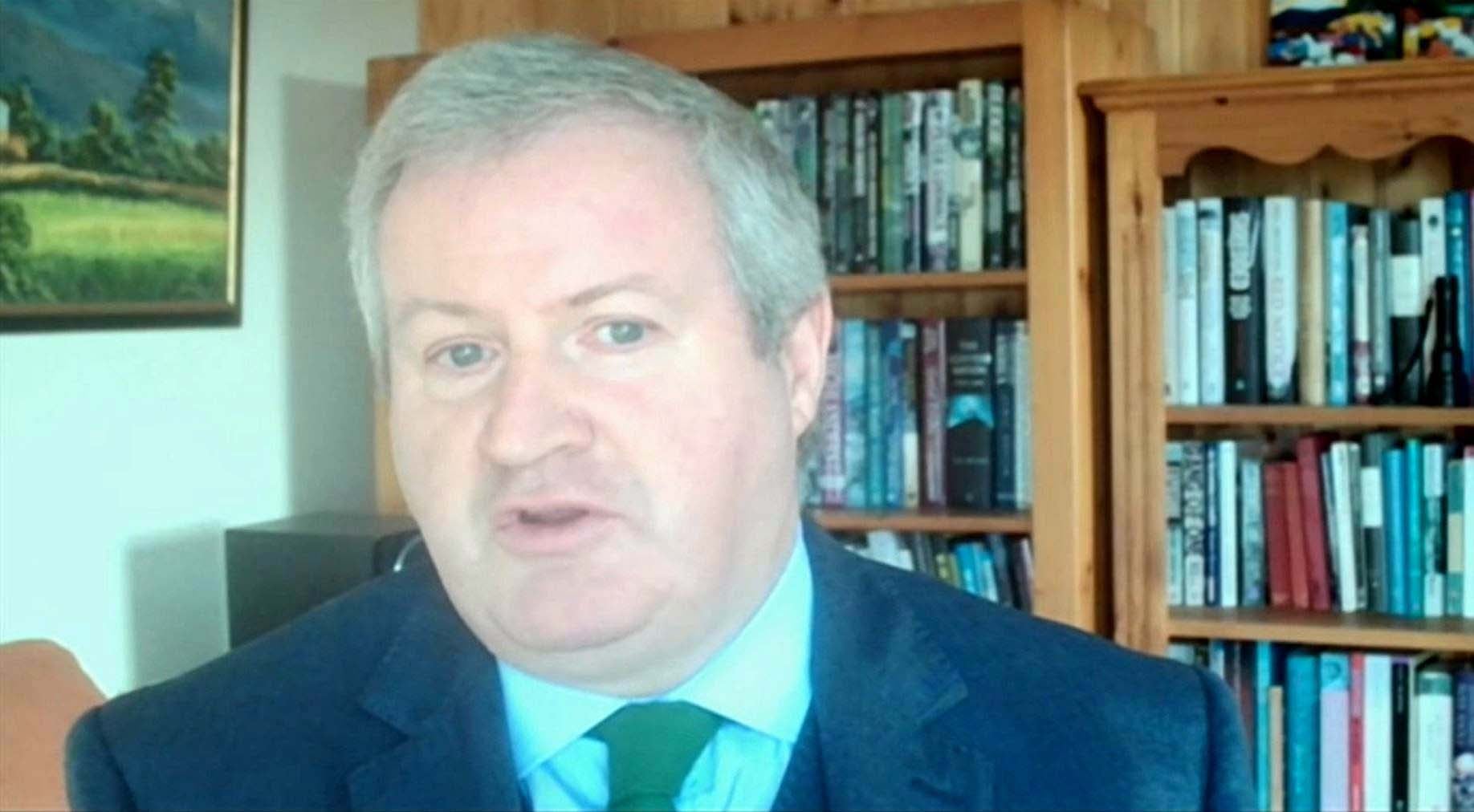 SNP leader in Westminster Ian Blackford asks questions in the House of Commons by video link