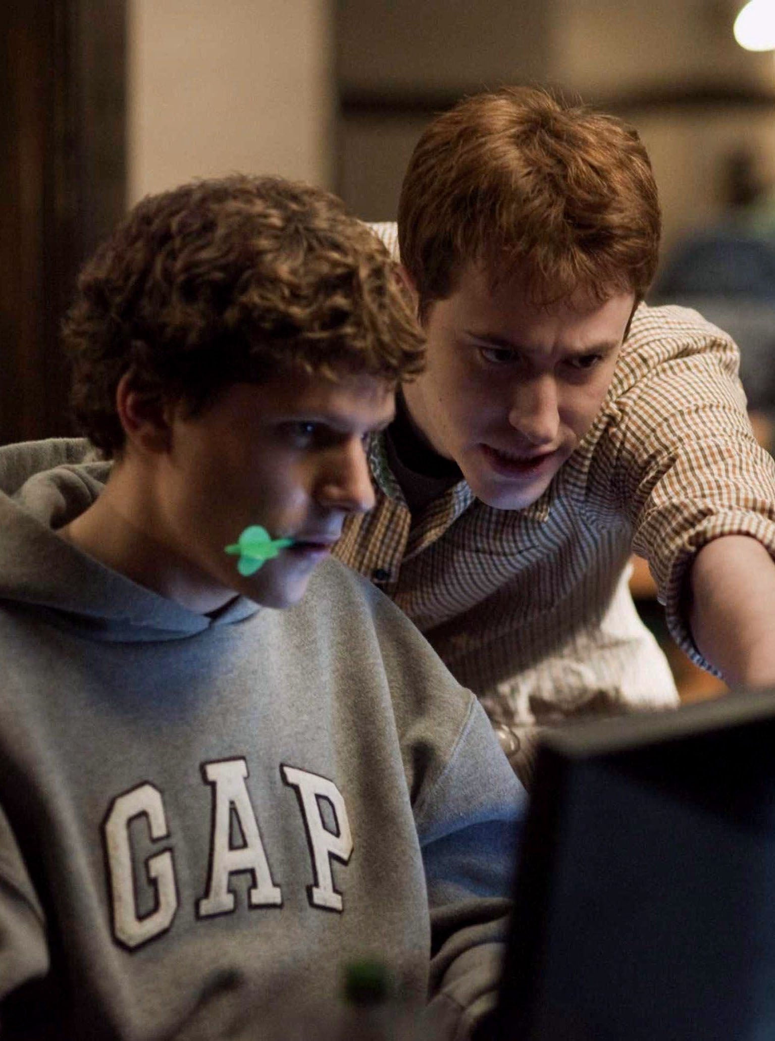 Jesse Eisenberg and Joseph Mazzello in ‘The Social Network’