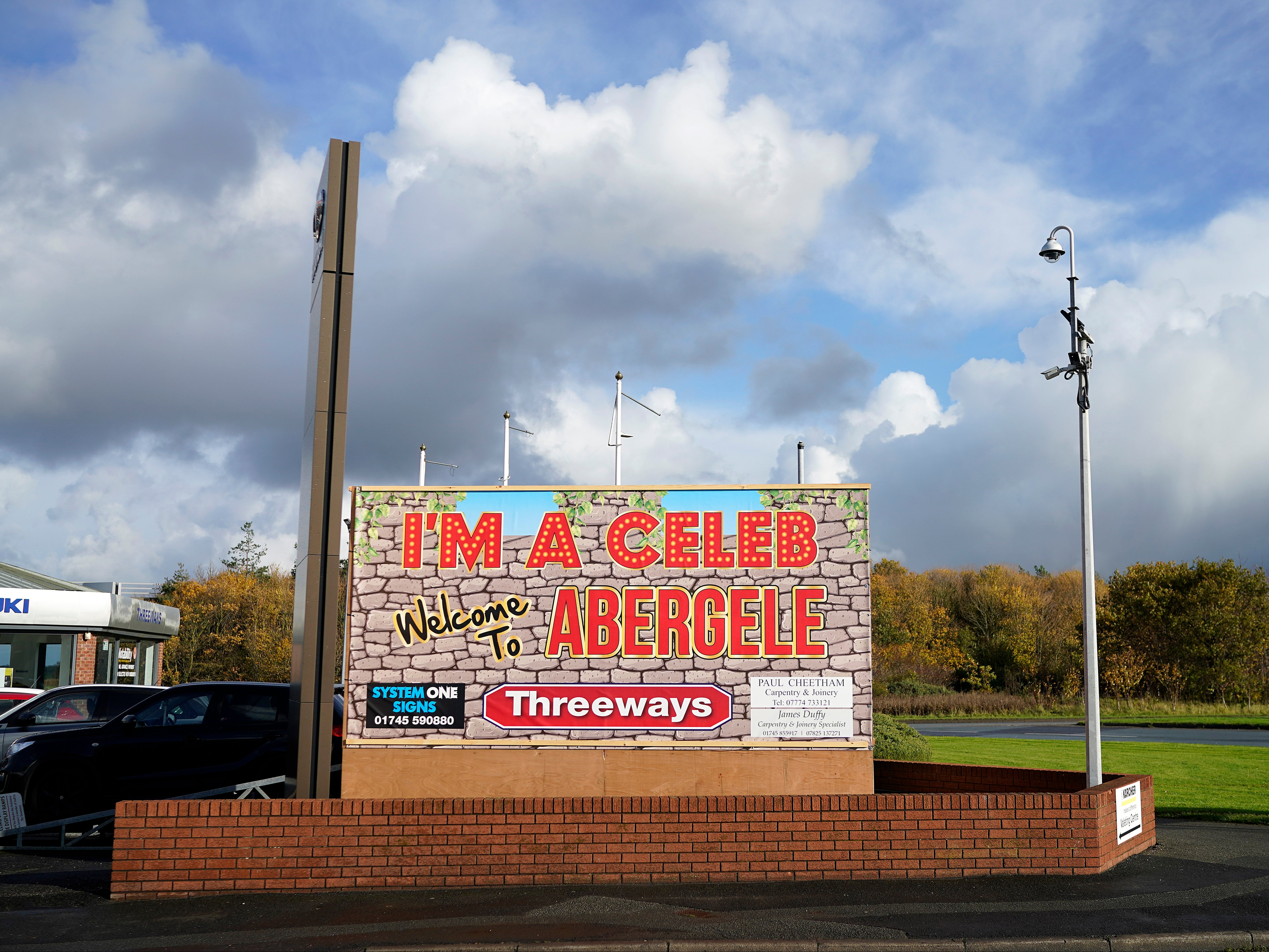 A sign erected in Abergele, near where I’m a Celebrity is filmed 