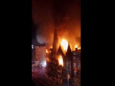 Huge fire engulfs historic New York church