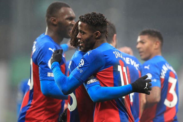 Zaha celebrates a goal for Crystal Palace