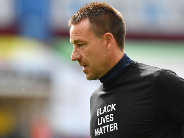 John Terry is seen wearing a Black Lives Matter movement t-shirt