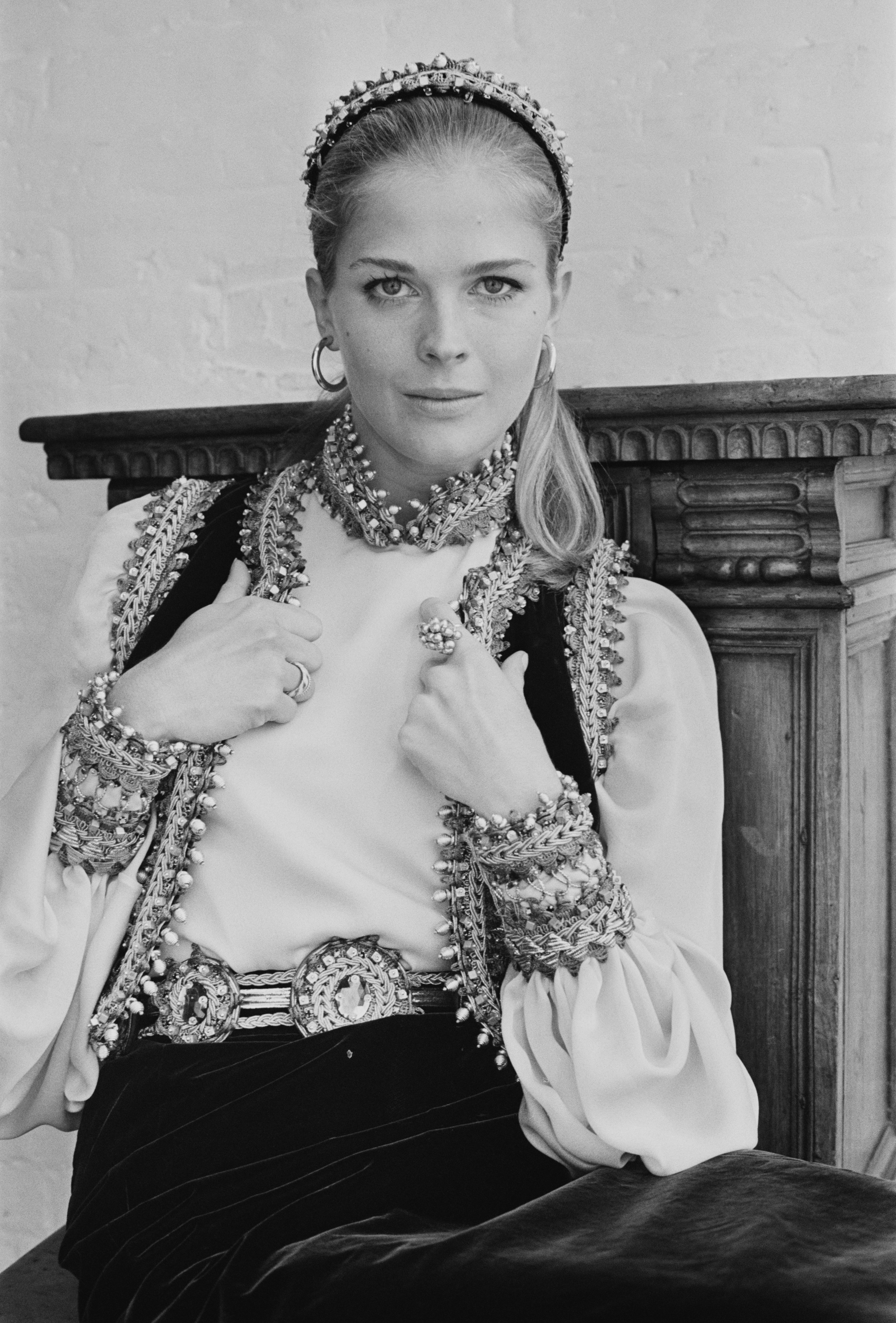 Fashion queen: Bergen the model in 1968, wearing a Slavonic outfit by Belinda Bellville