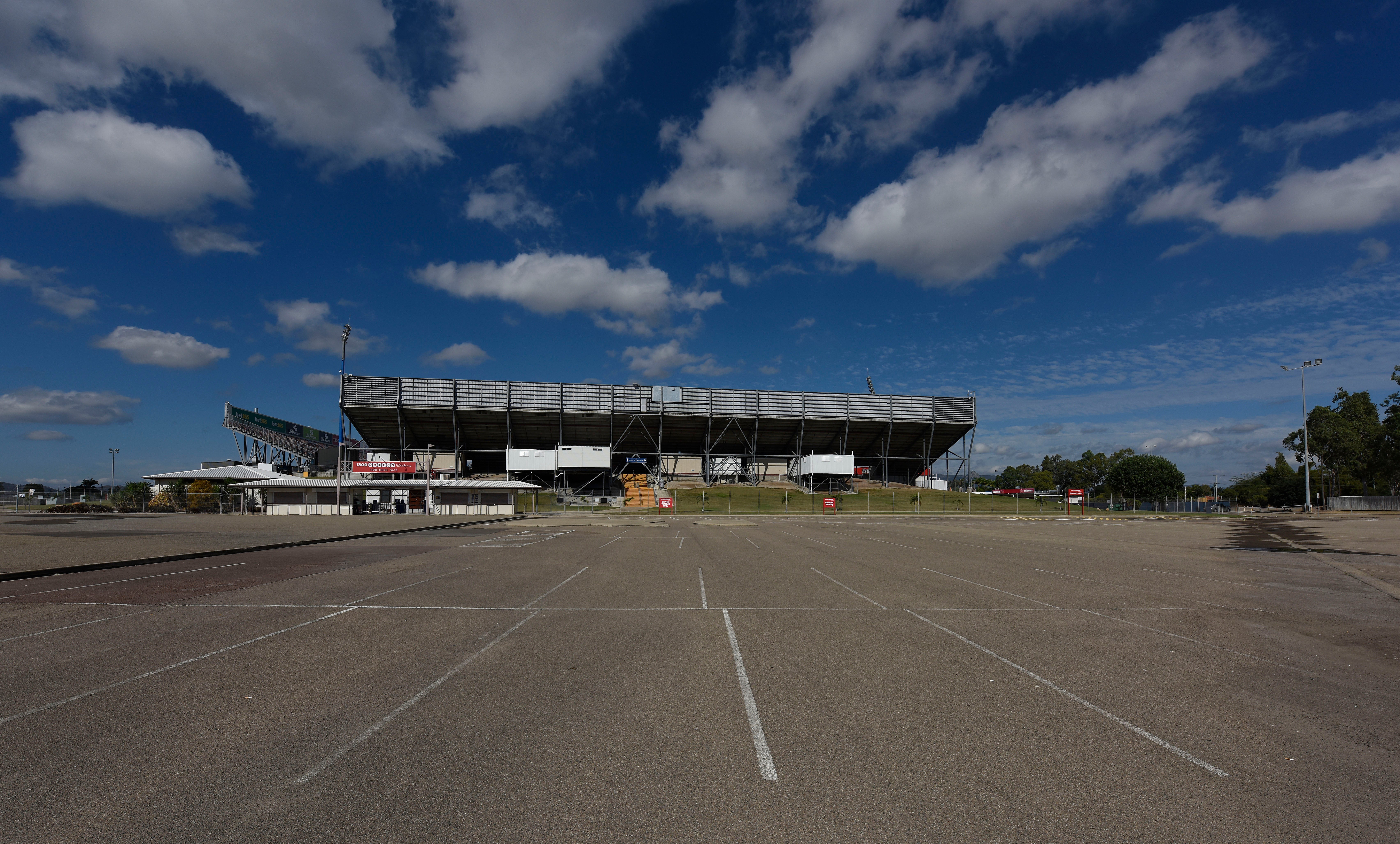 A general view of the northern grandstand and carpark is seen at 1300 Smiles Stadium on June 12, 2016 in Townsville, Australia.