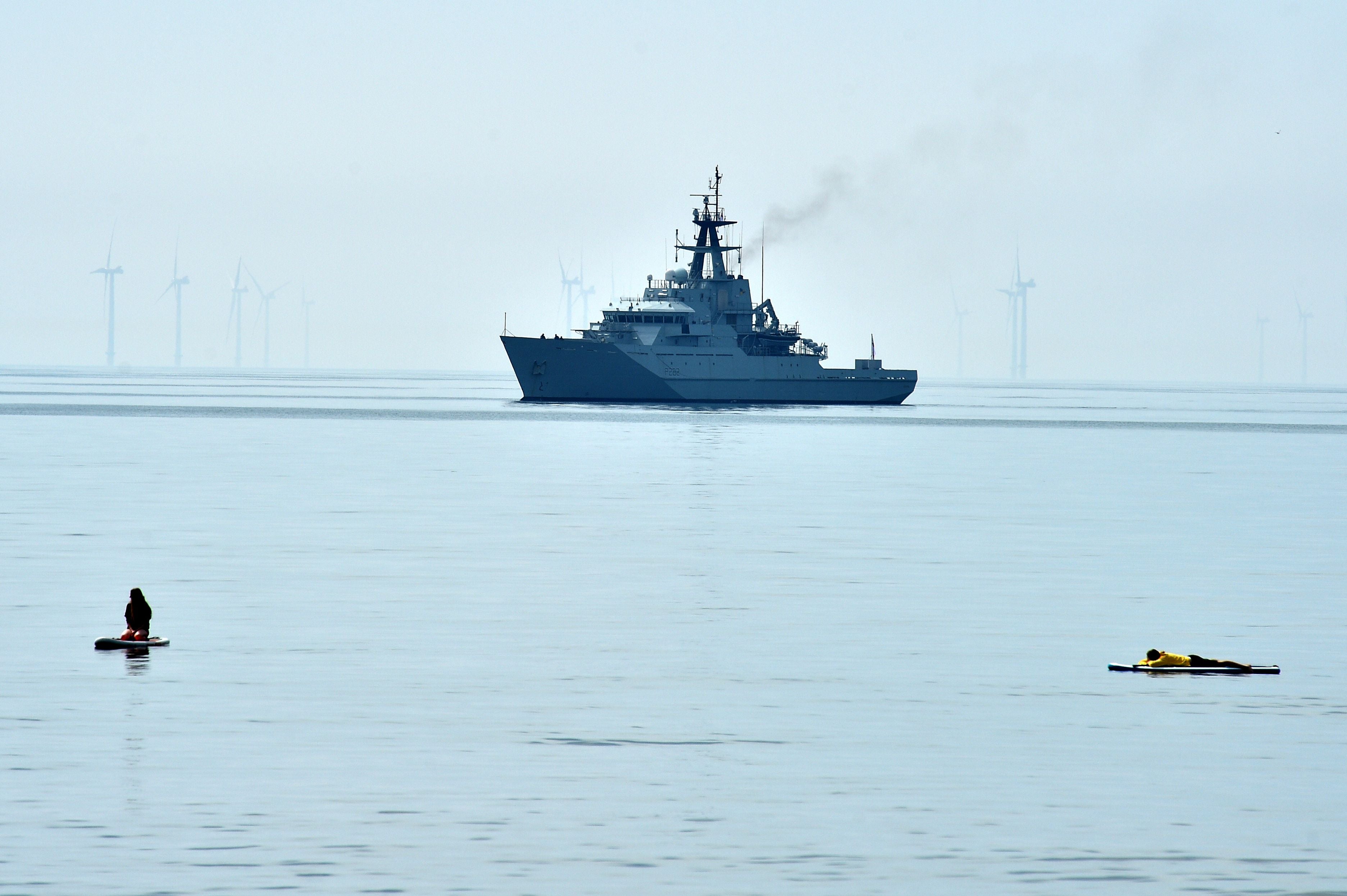 File - British patrol vessel HMS Severn followed the Russian ships as part of a round-the-clock shadowing operation