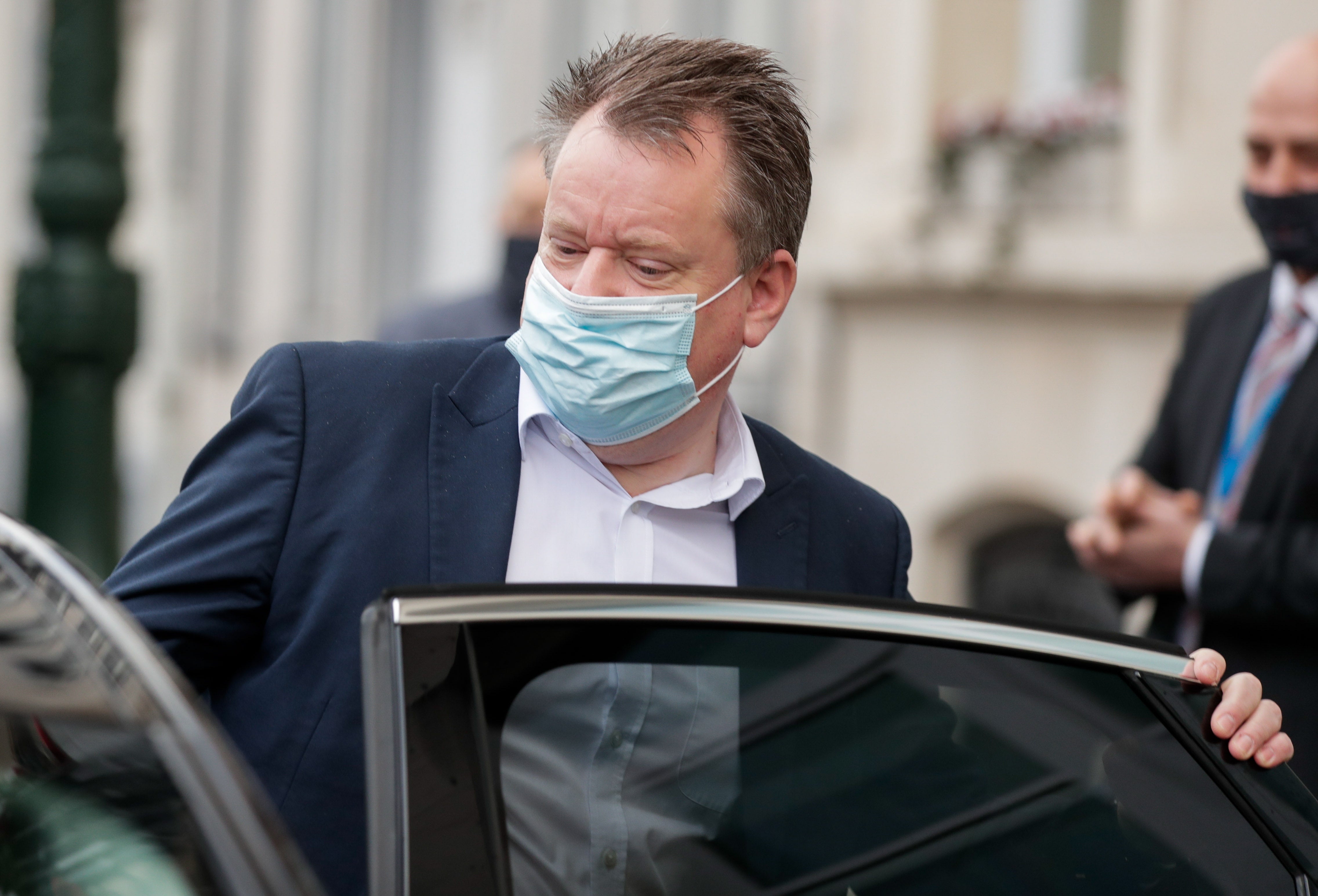 UK chief negotiator David Frost leaves the UK residence in Brussels ahead of a meeting with his counterpart Michel Barnier