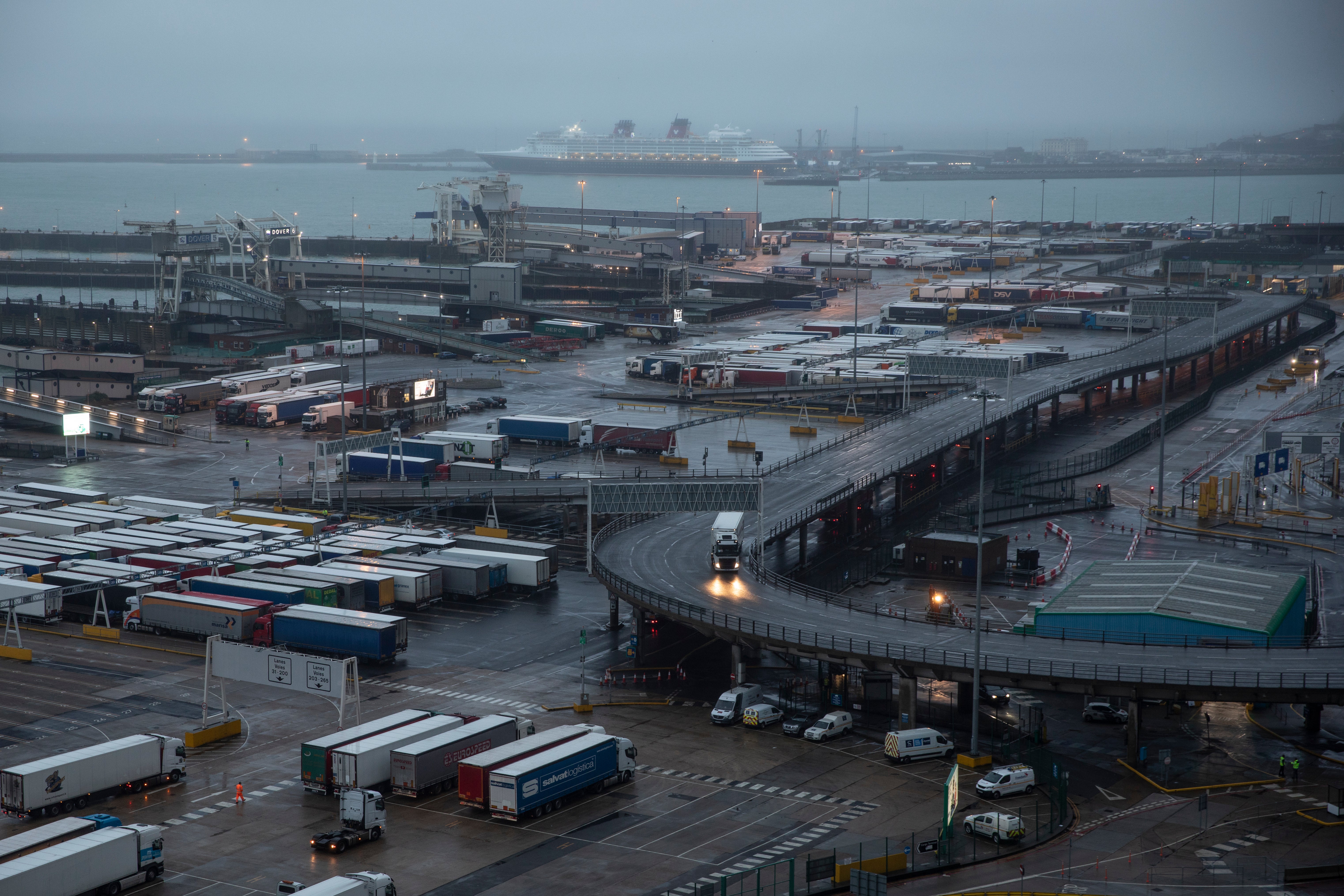 Lorries arrive at Dover Port