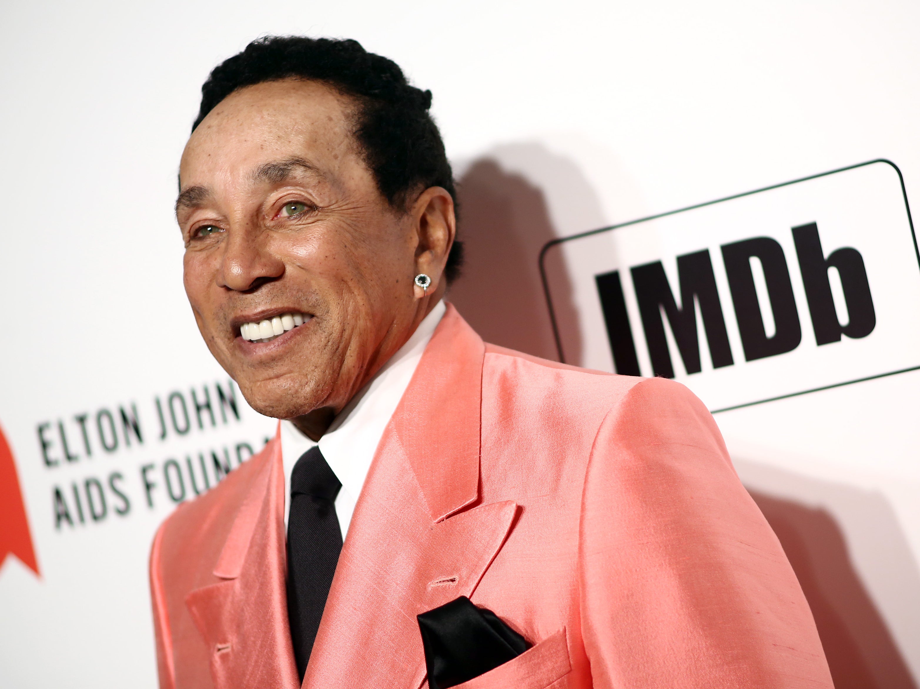 Smokey Robinson walks the red carpet at the Elton John AIDS Foundation Academy Awards Viewing Party on 9 February 2020 in Los Angeles, California