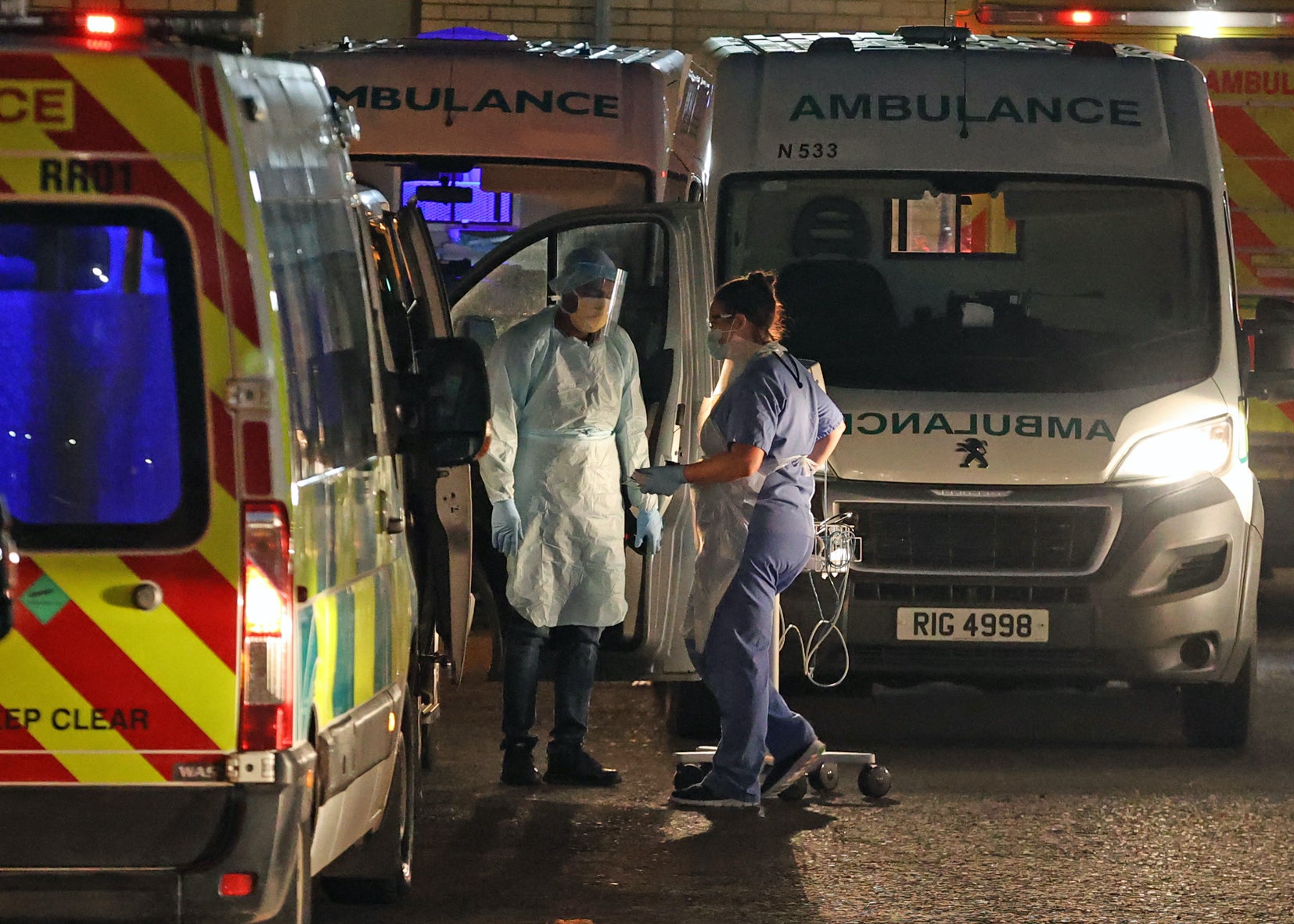 Medical staff attending patients in an ambulance at Antrim Area Hospital