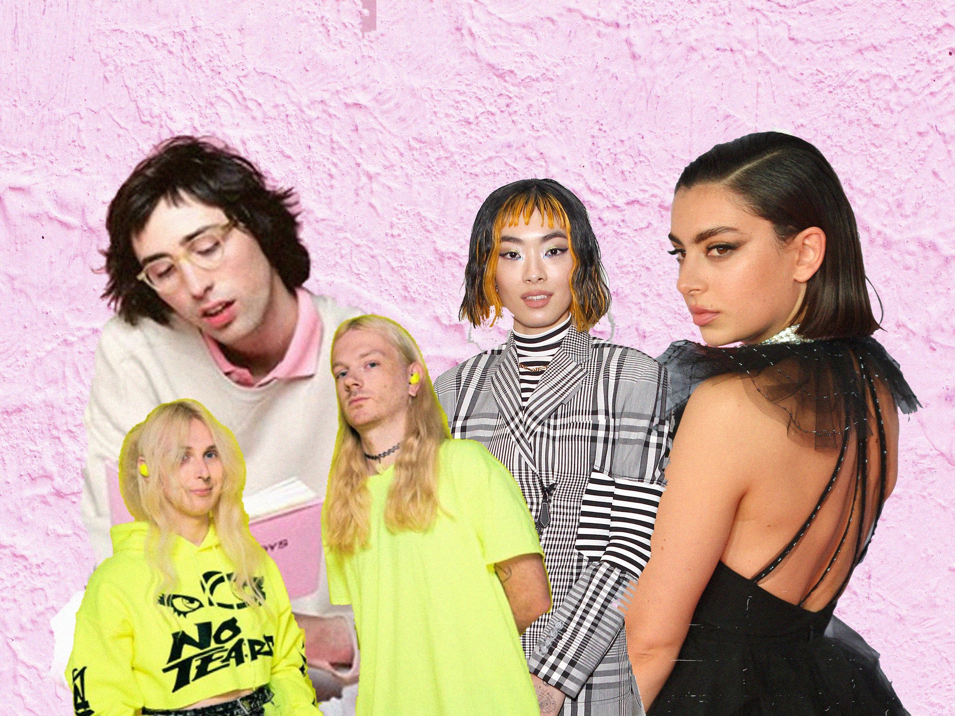 L-R: Duo 100 gecs, AG Cook, Rina Sawayama and Charli XCX