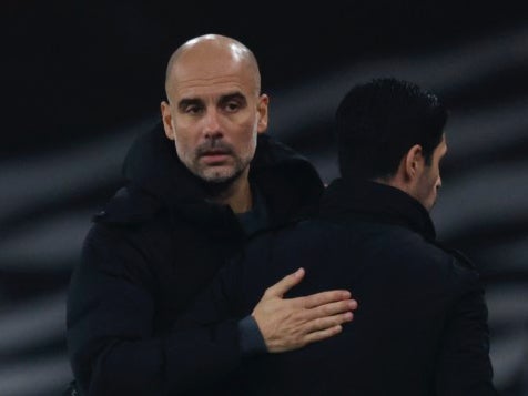 Man City manager Pep Guardiola and Arsenal manager Mikel Arteta