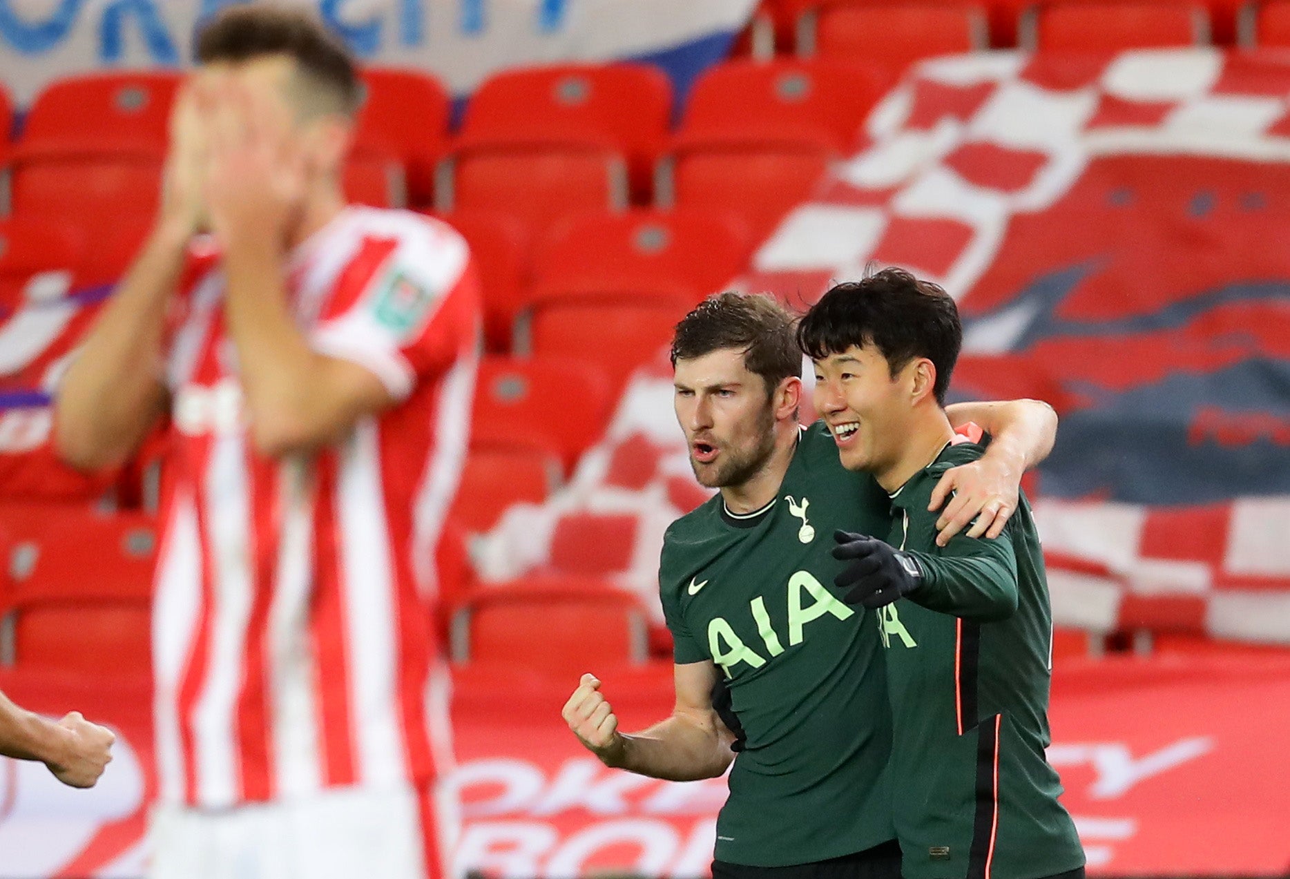 Ben Davies celebrates after restoring Spurs’ lead