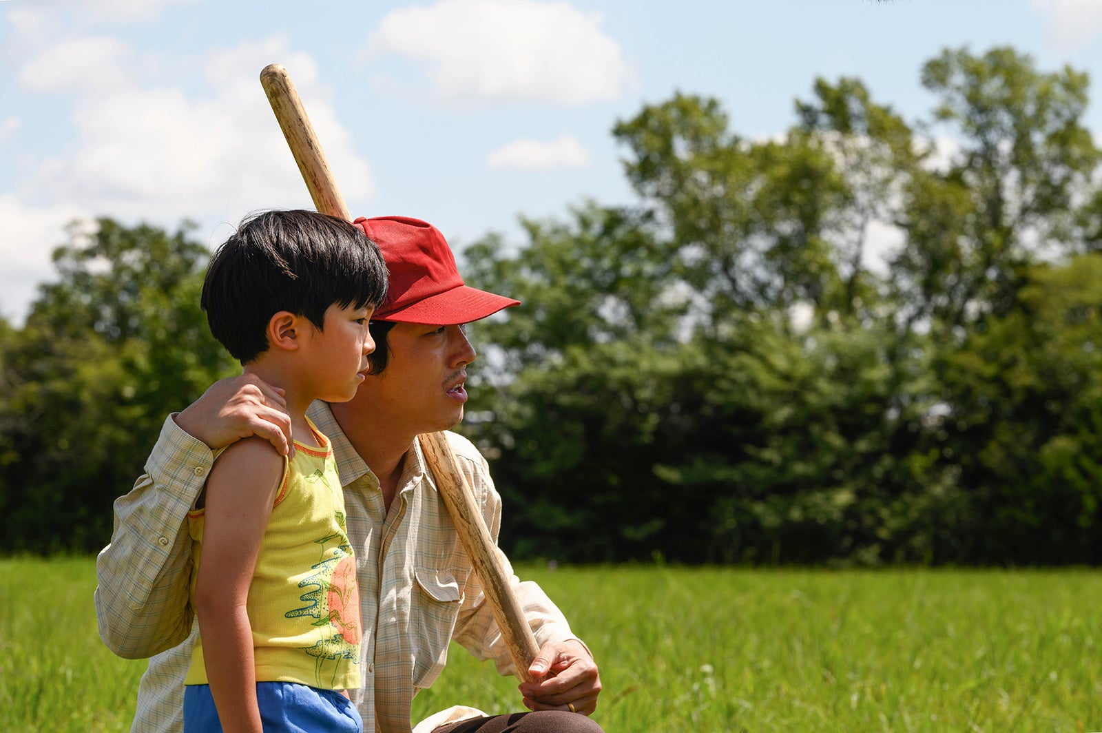 Steven Yeun (right) and Alan Kim in Minari