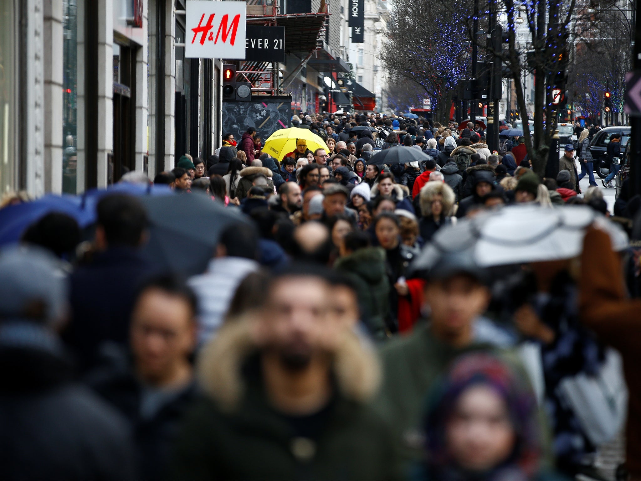 Shoppers walking on Oxford Street during Boxing Day sales in London, 26 December 2019