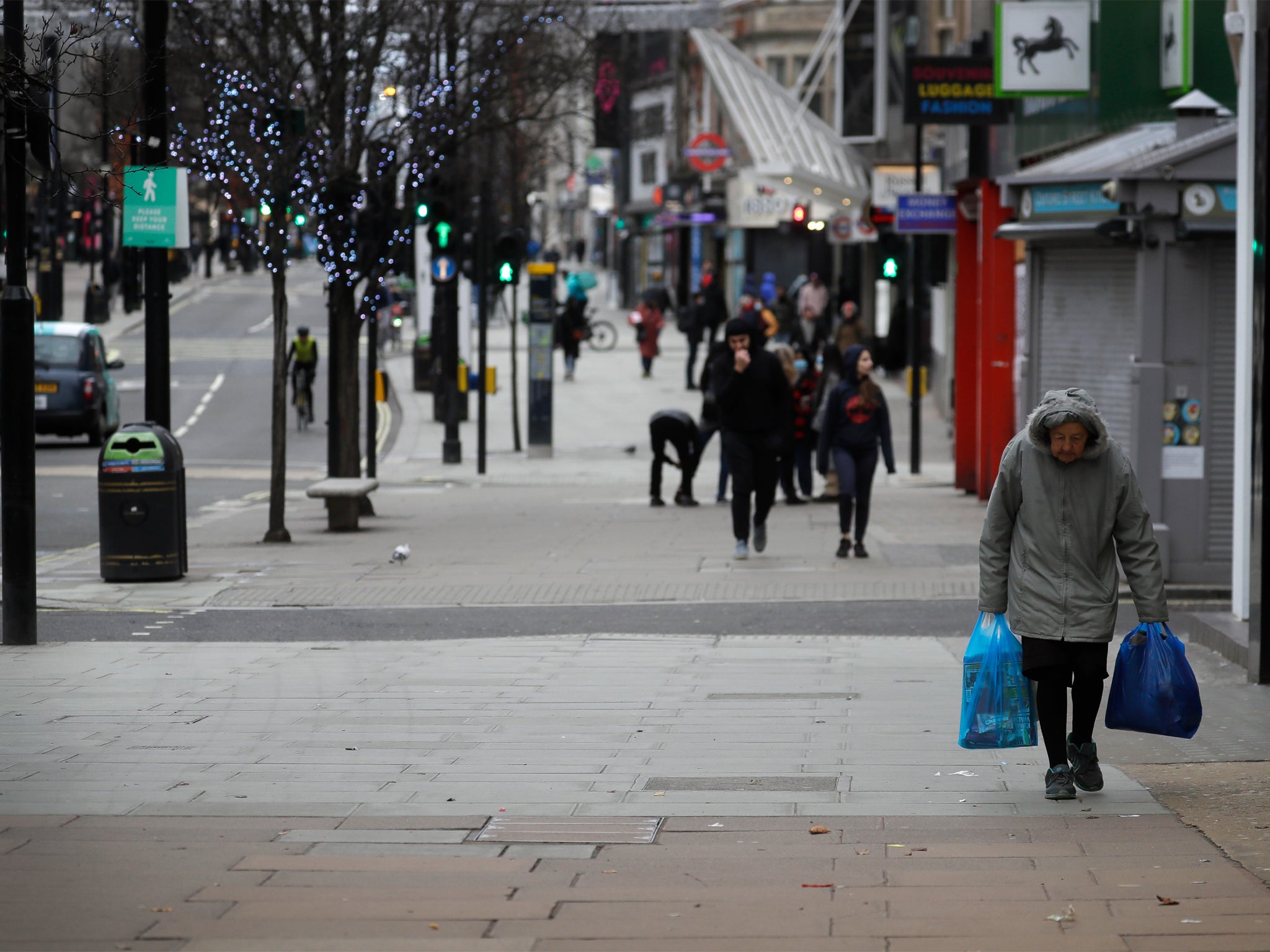 Oxford Street in London during the 2020 Boxing Day sales when non-essential retail remains closed