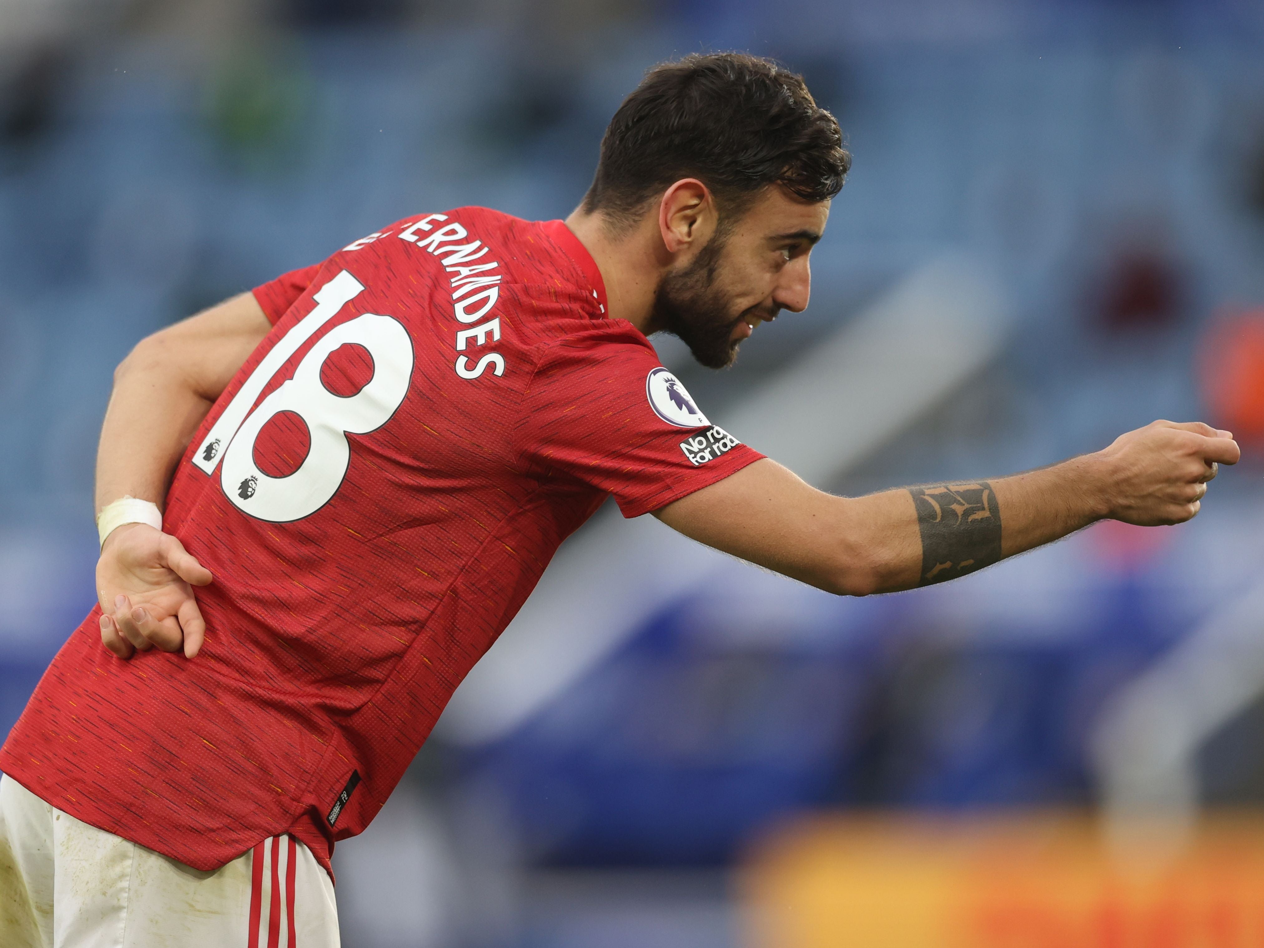 Bruno Fernandes celebrates after scoring United’s second goal