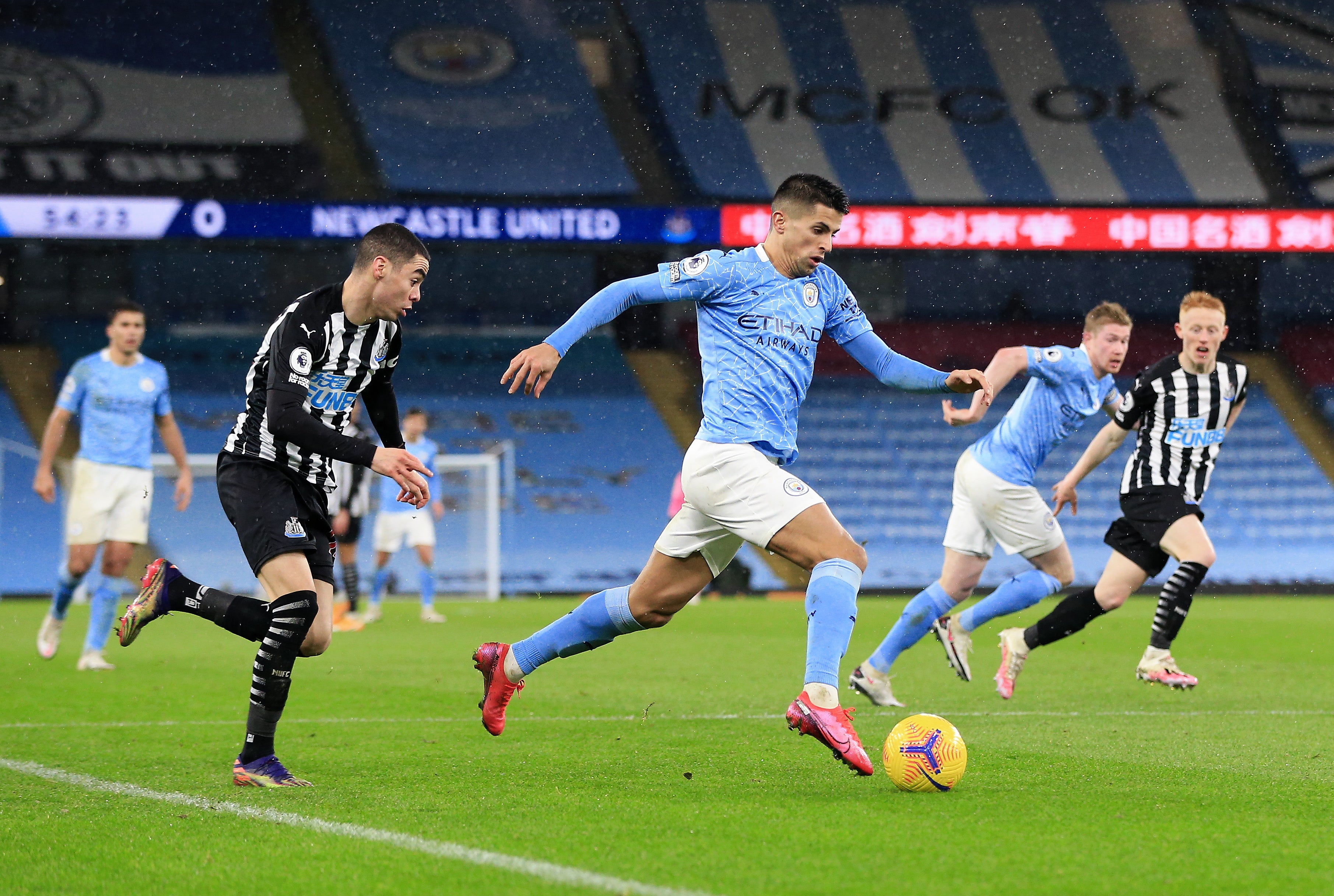 Joao Cancelo on the ball against Newcastle