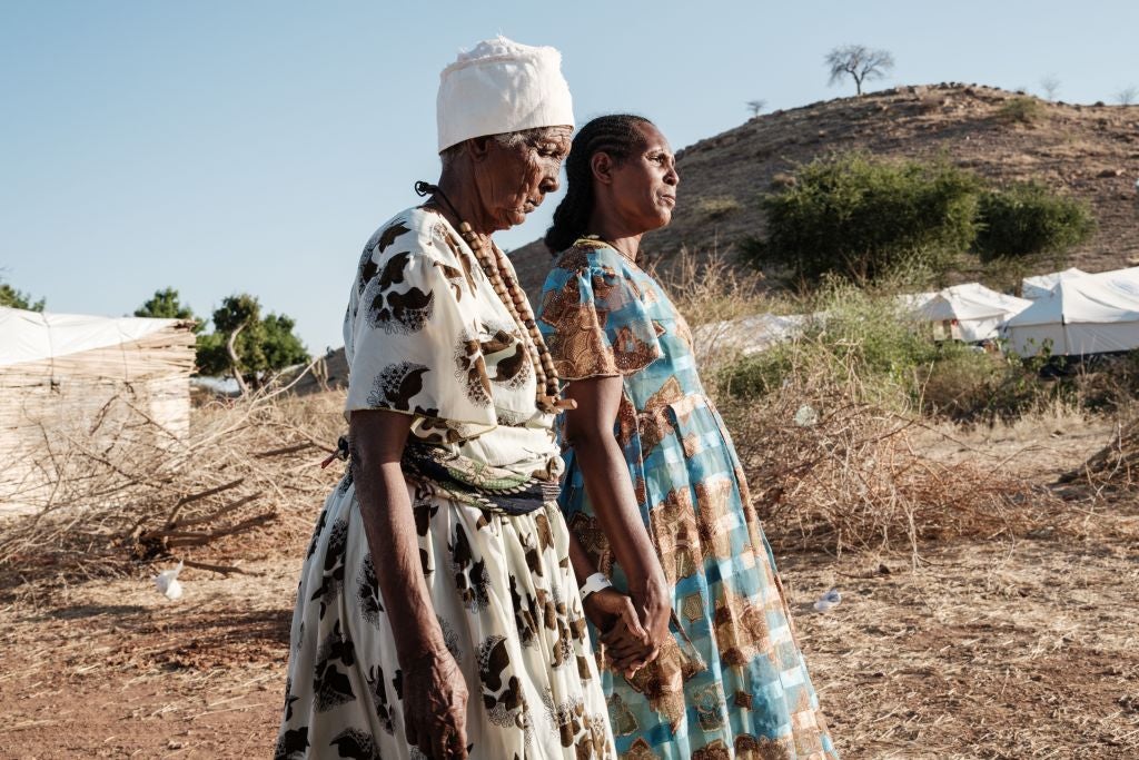 Refugees who fled the Tigray conflict in Sudan’s Um Raquba camp