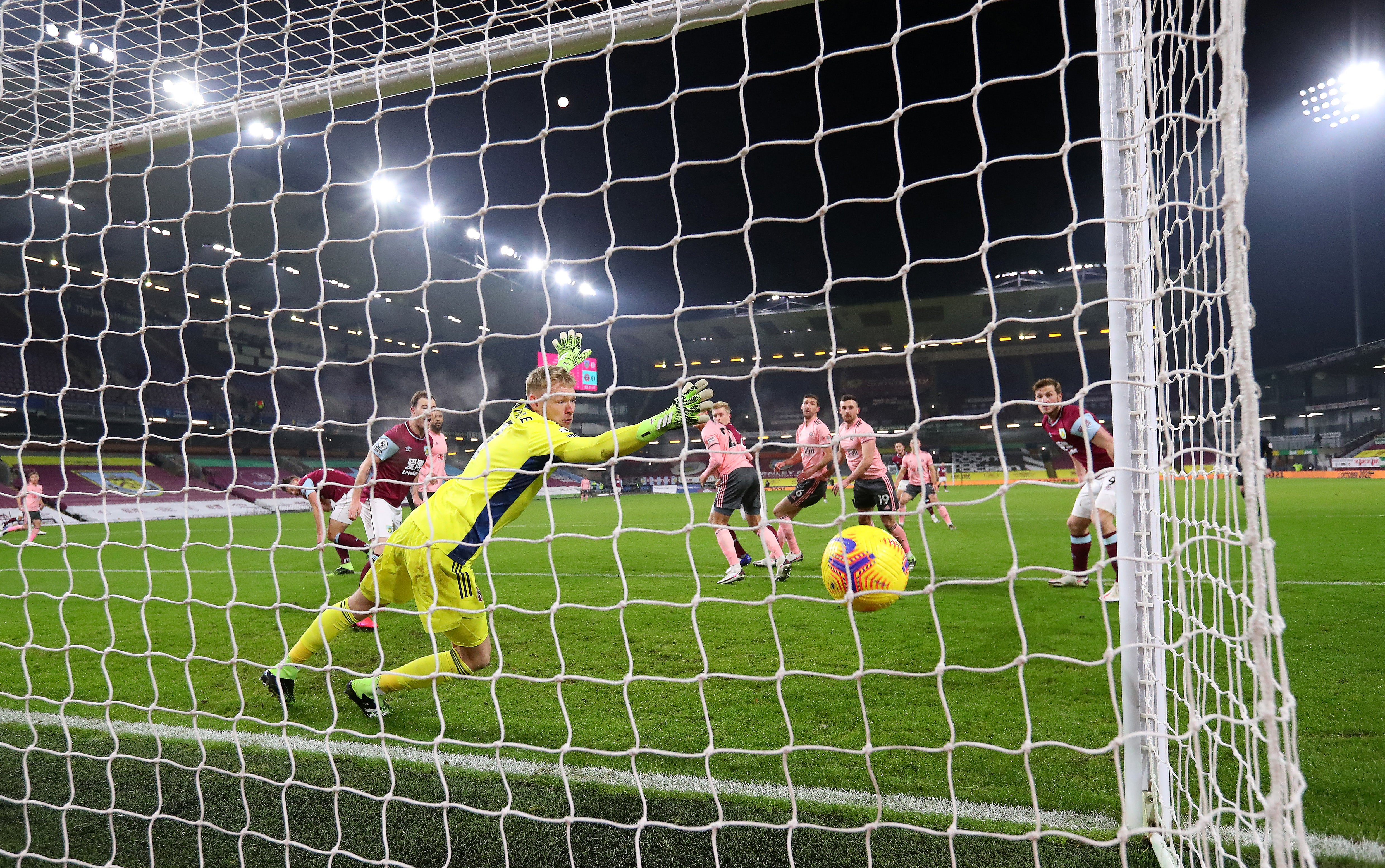 Ben Mee’s header hits the back of the net