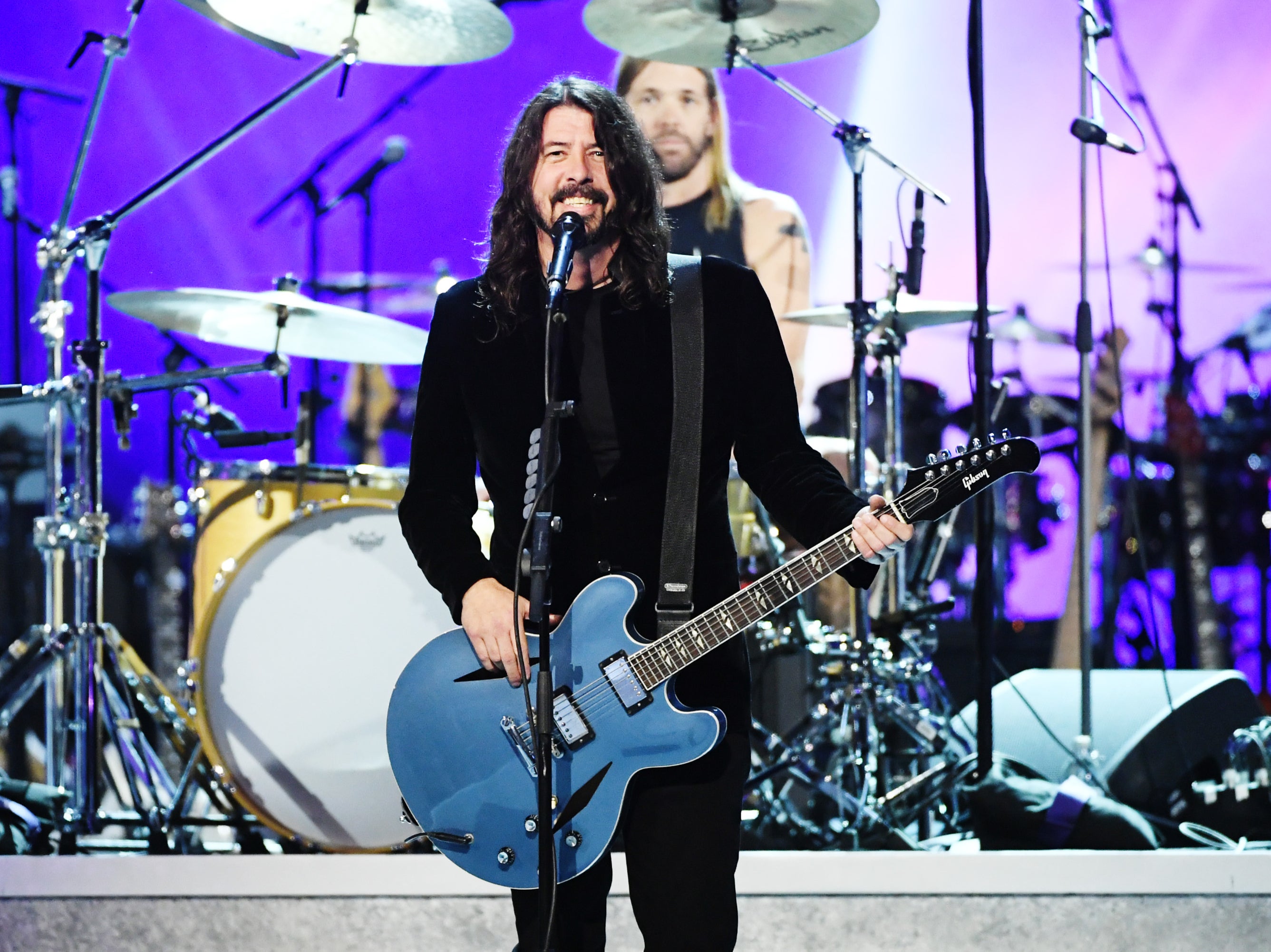 Dave Grohl performs during the Grammys’ Salut To Prince concert on 28 January 2020 in Los Angeles