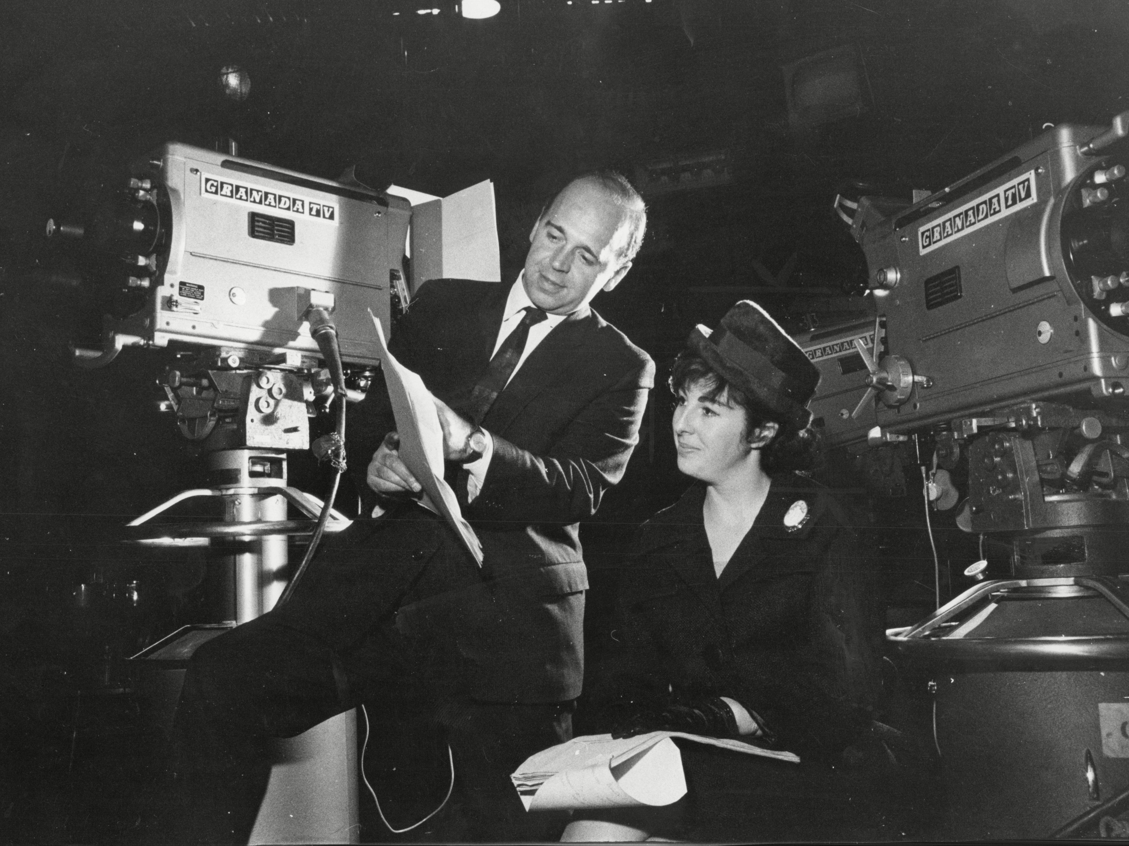 Adele Rose with fellow writer John Finch on the set of Coronation Street in 1962