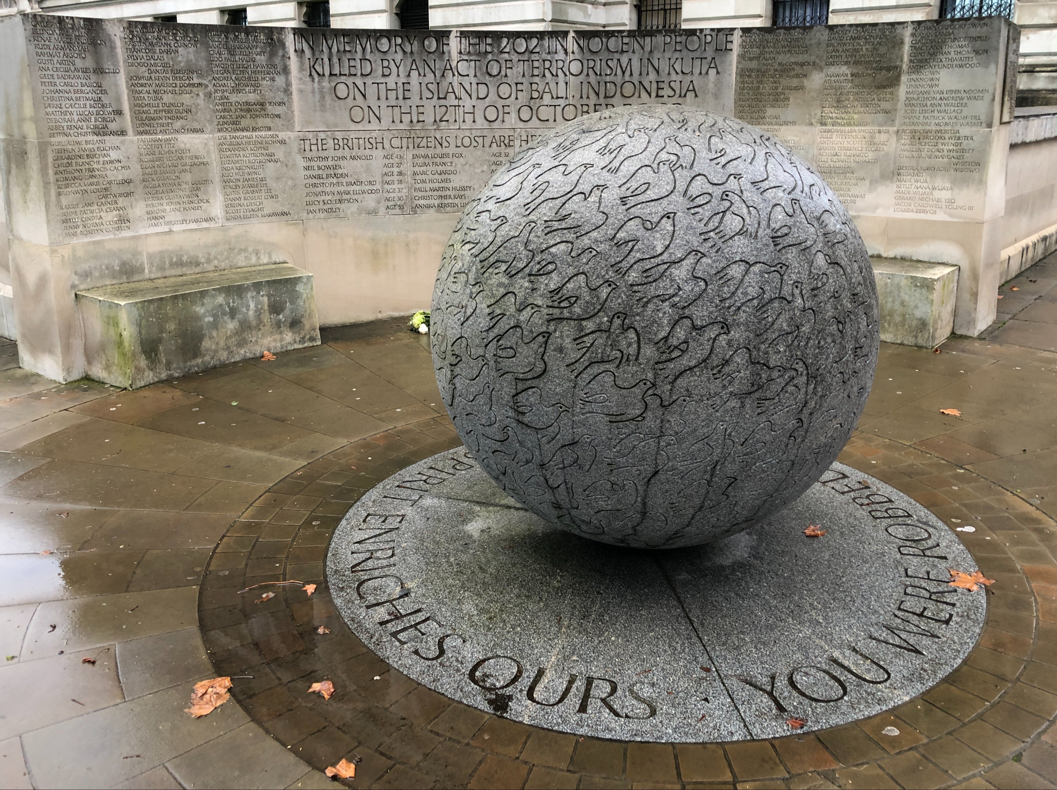 Sadly missed: The memorial to victims of the 2002 Bali bombing outside the Foreign Office in London