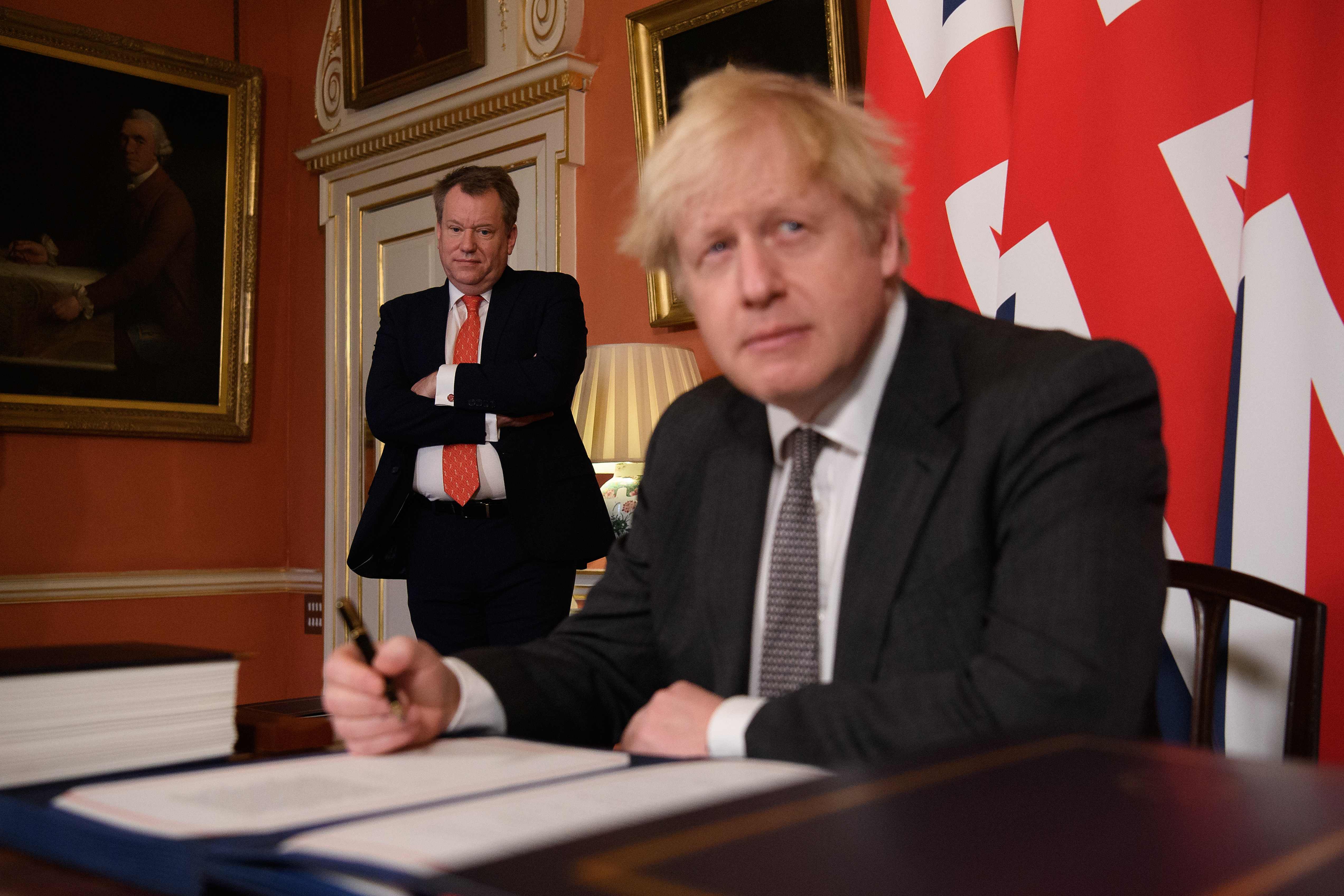 Boris Johnson, right, with UK chief trade negotiator, David Frost