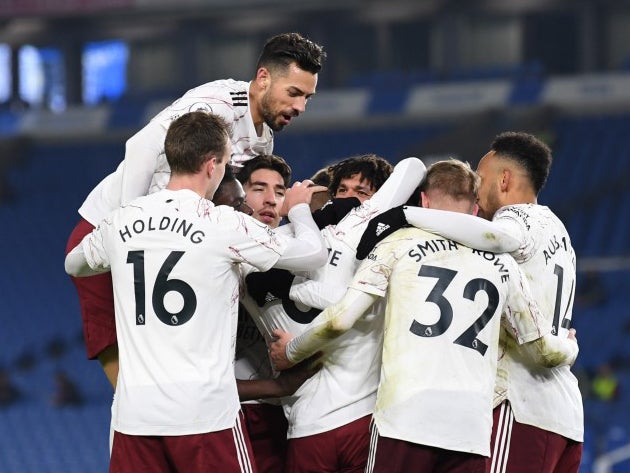 Arsenal celebrate scoring a goal