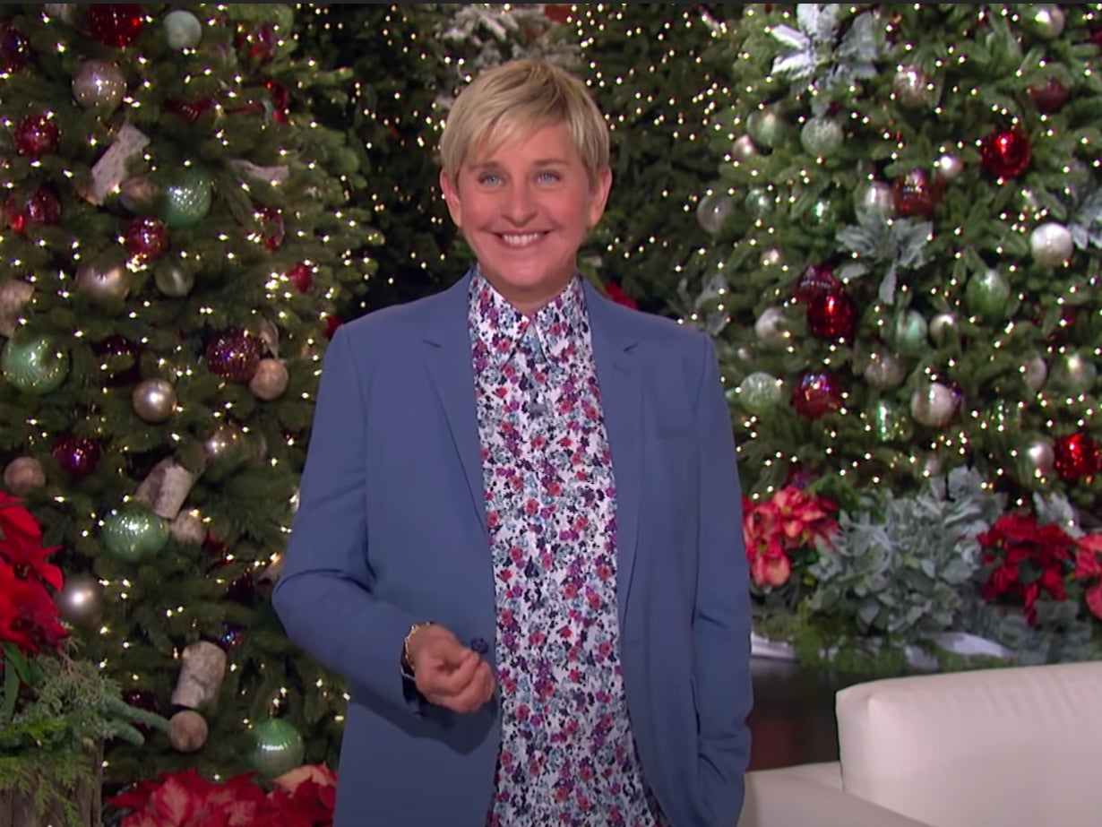 Ellen DeGeneres on her talk show before it went on hiatus earlier in December