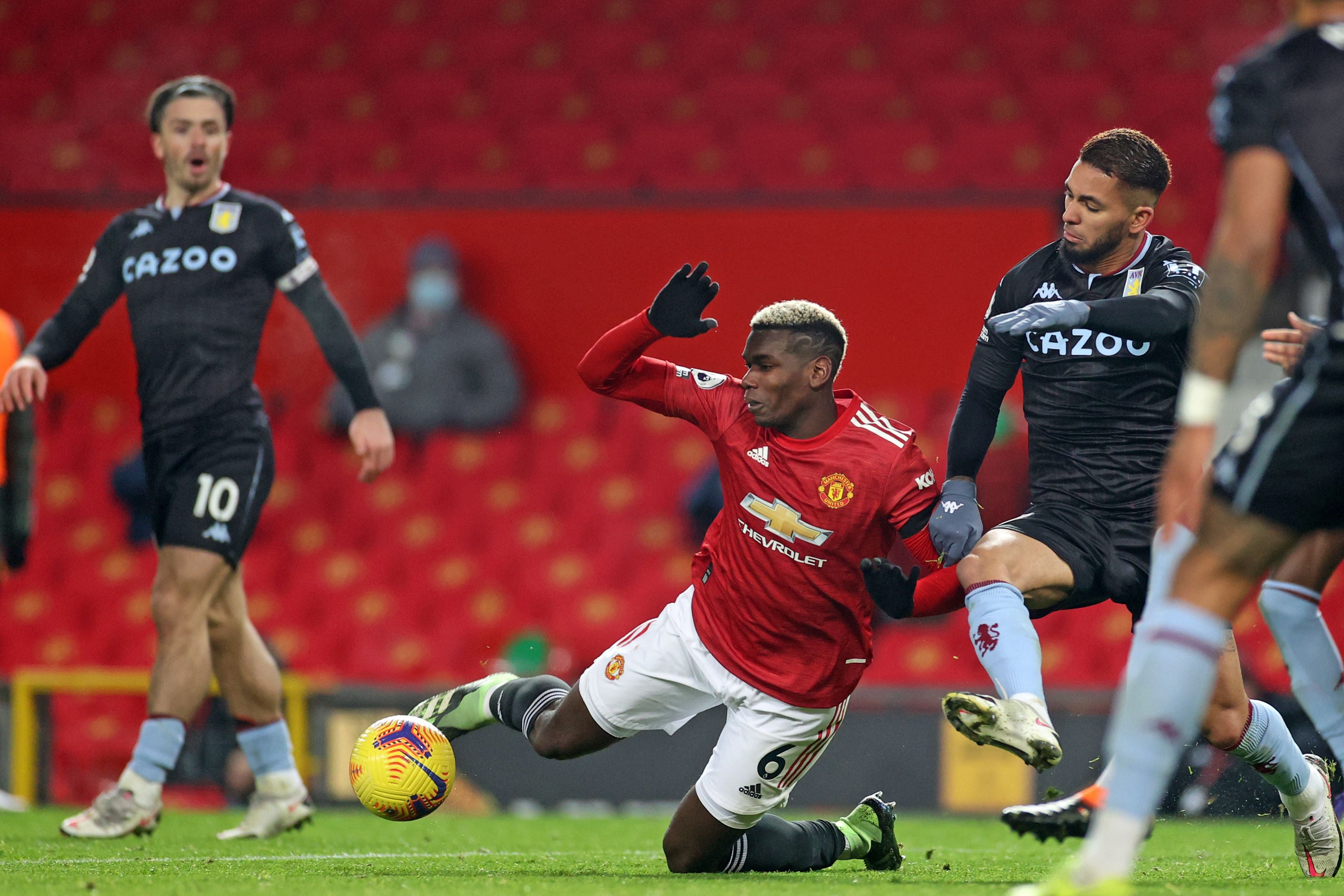 Douglas Luiz was adjudged to have fouled Paul Pogba