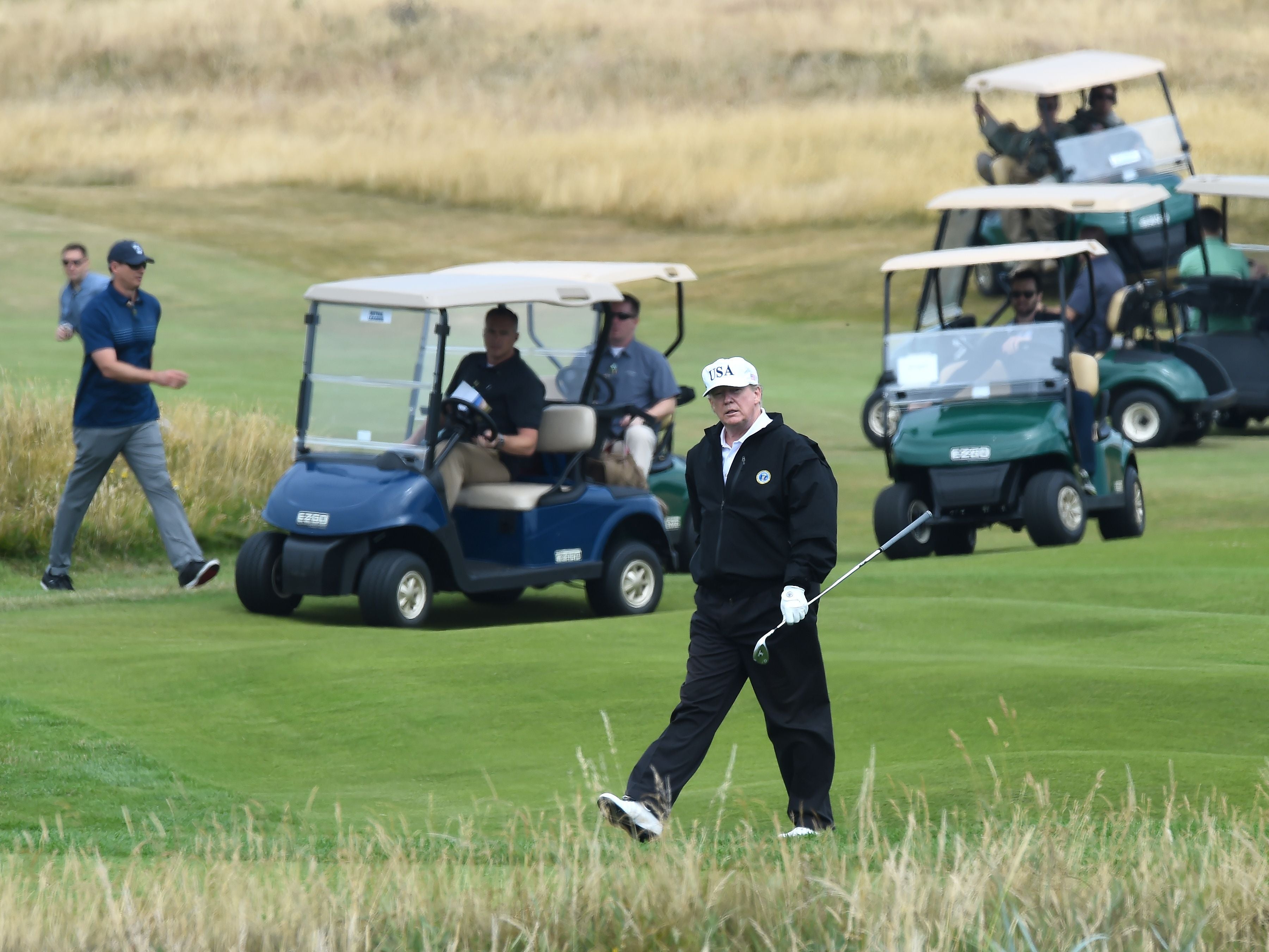 Former president Donald Trump at his Turnberry golf course in Scotland