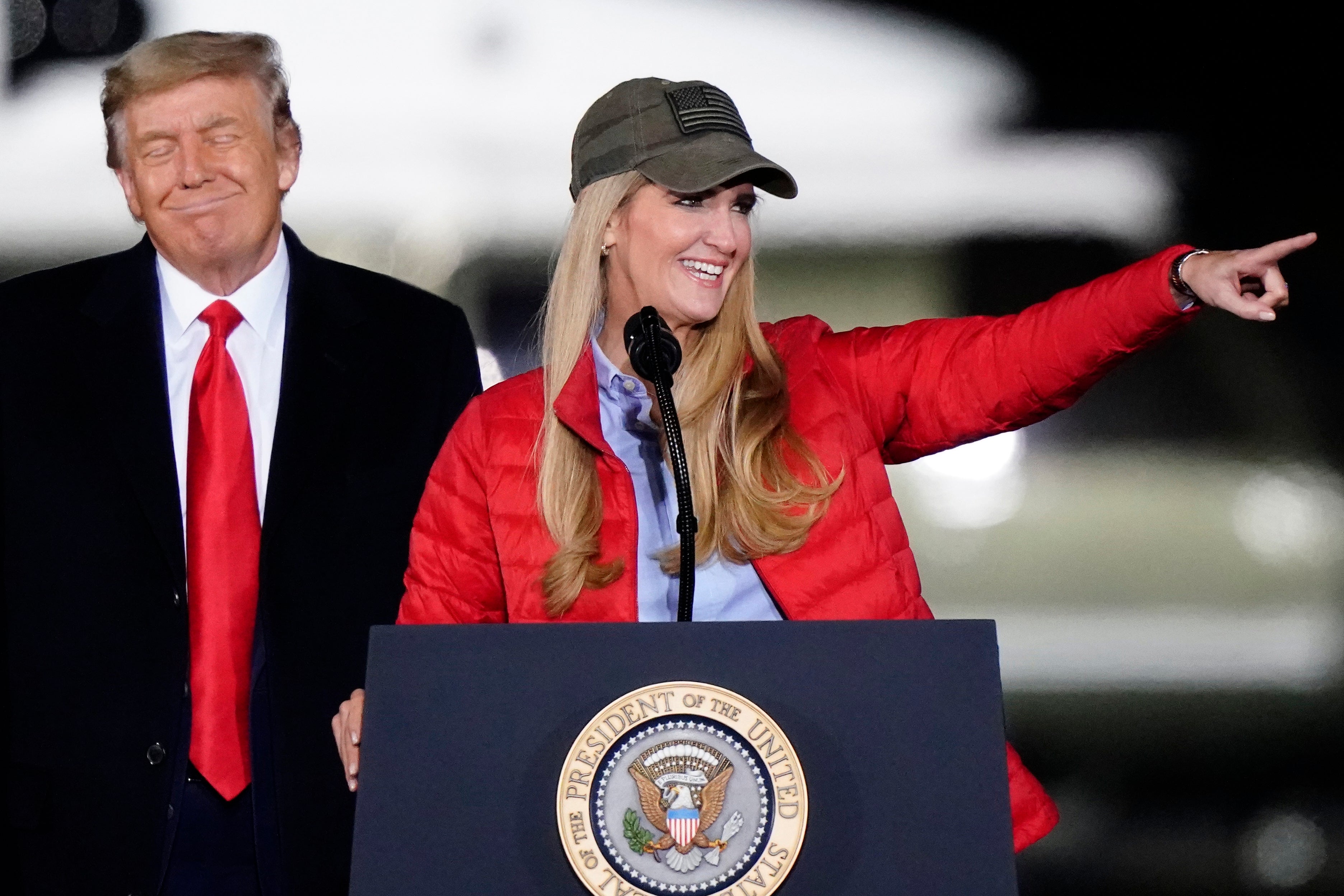 Kelly Loeffler at a campaign event backed by Donald Trump