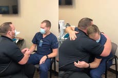 Paramedic proposes to nurse boyfriend while receiving Covid vaccine