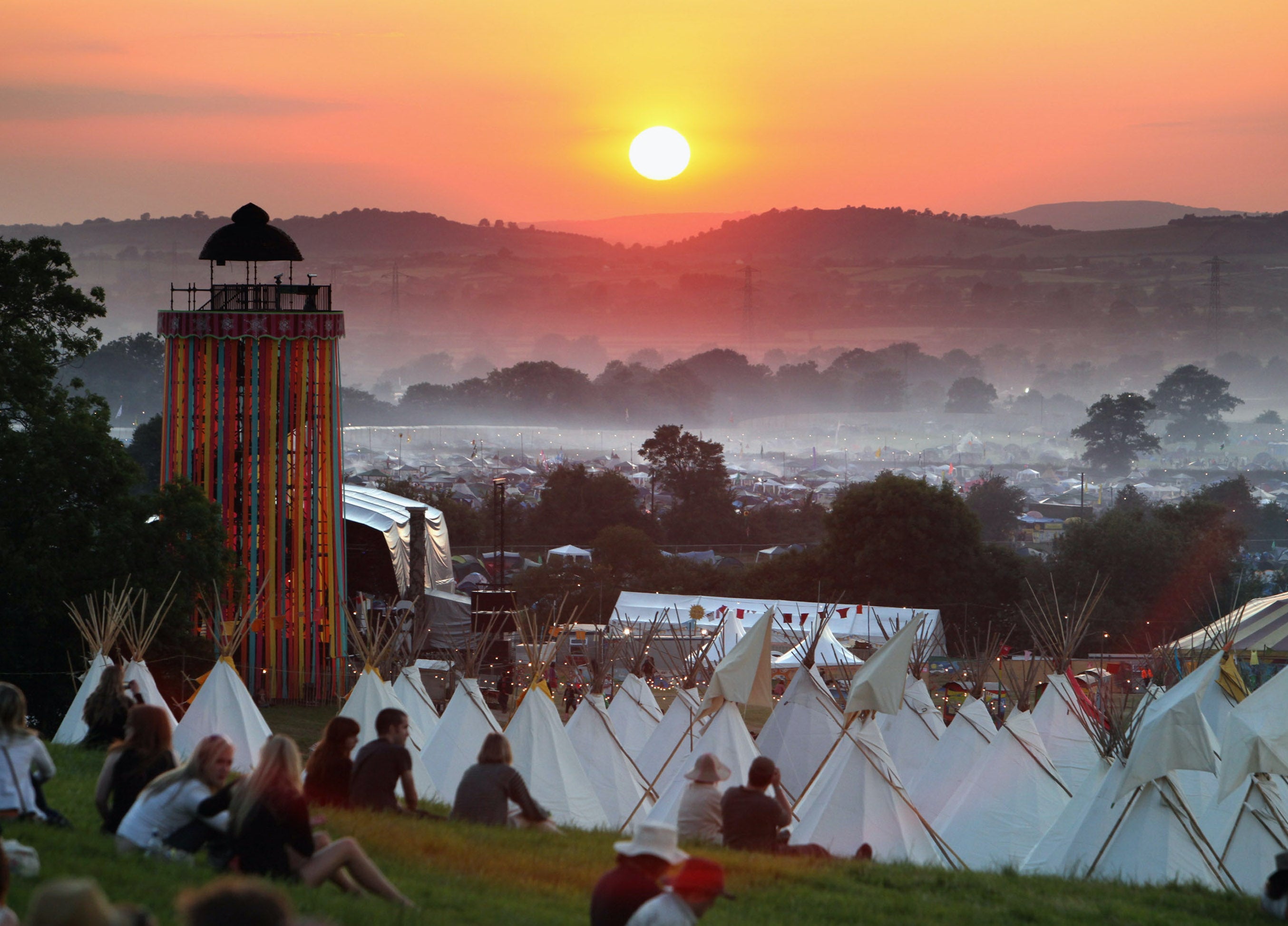 Glastonbury Festival tipis pictured in 2009