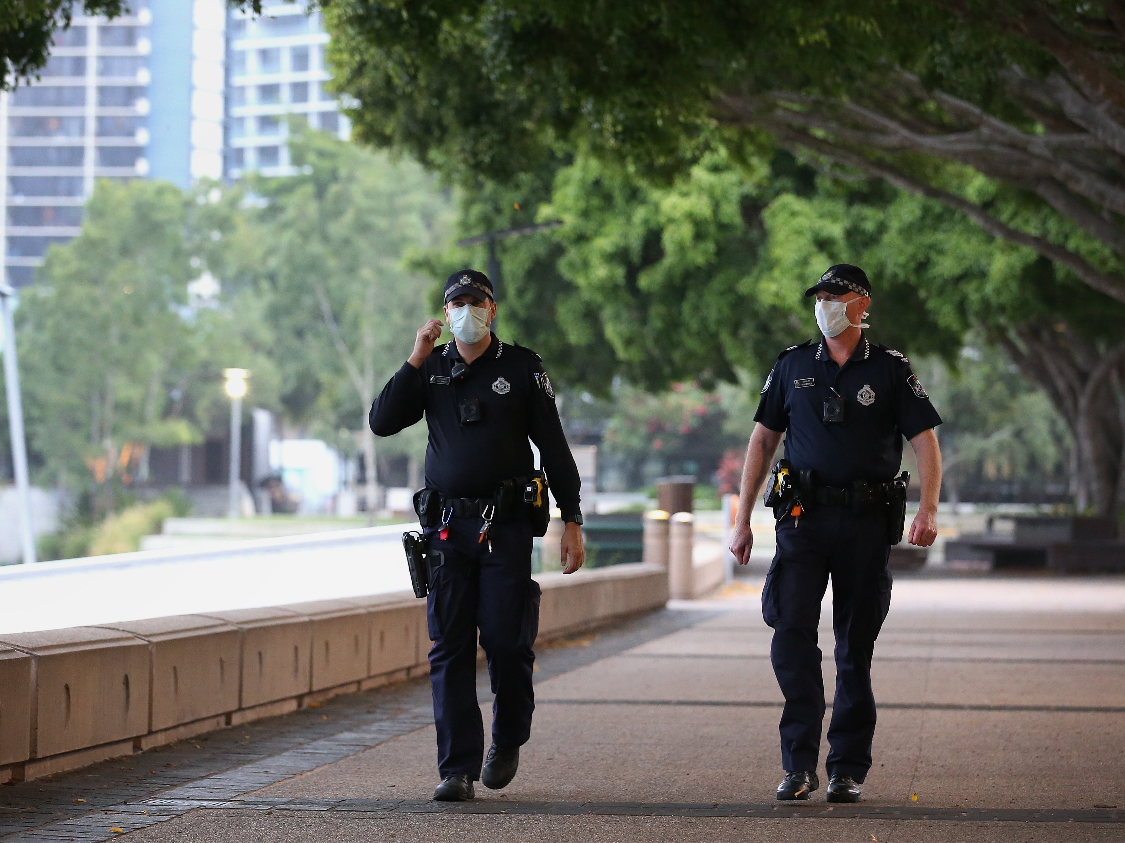 Police officers patrol in Brisbane