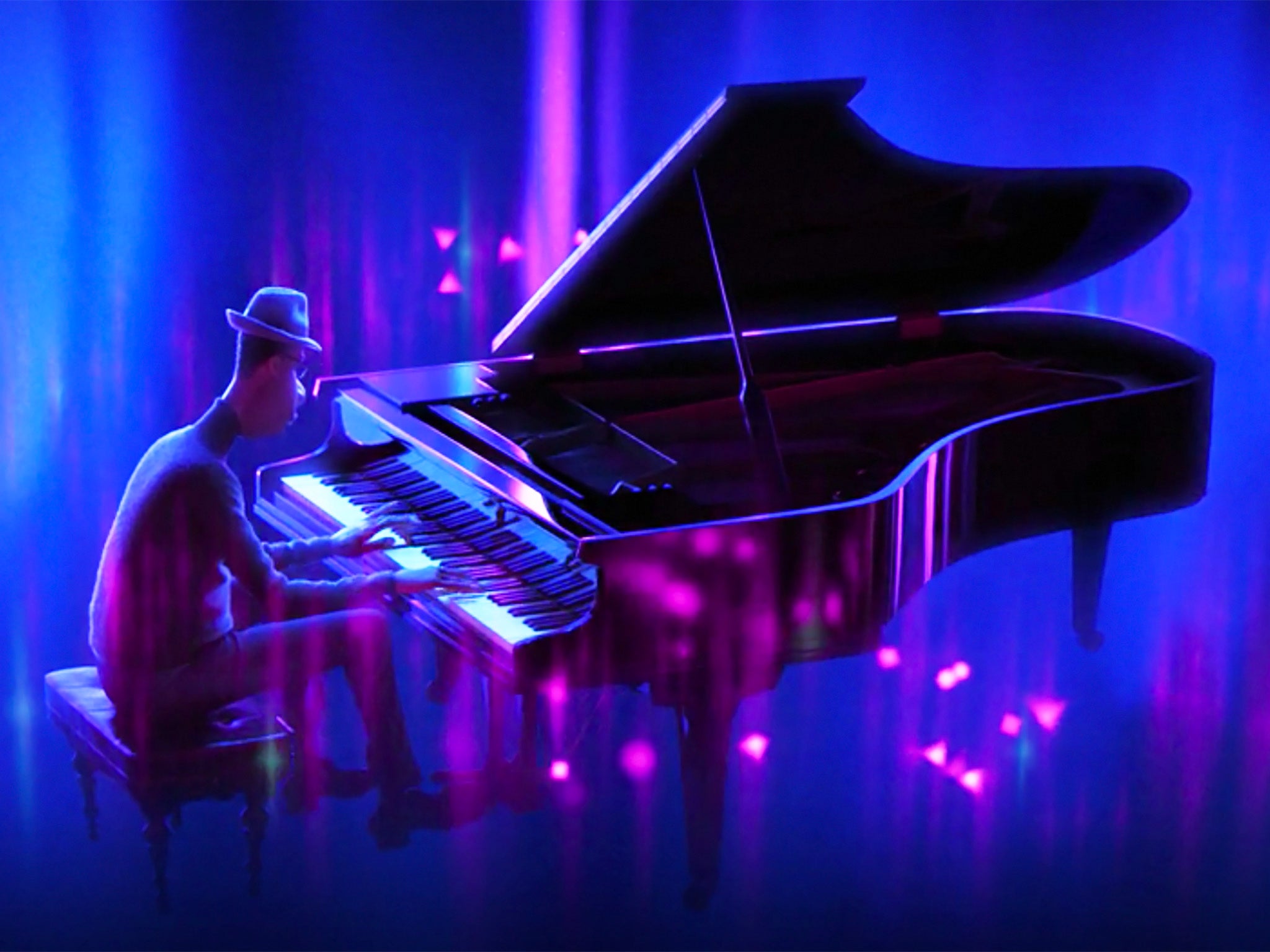 Joe Gardner (Jamie Foxx) gets lost in the music in Pixar’s Soul