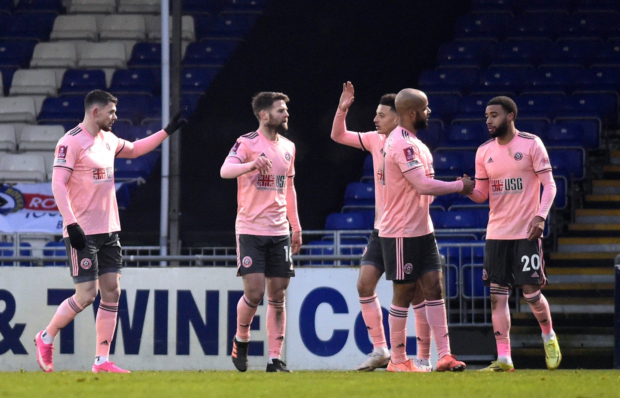 Sheffield United celebrate their third goal