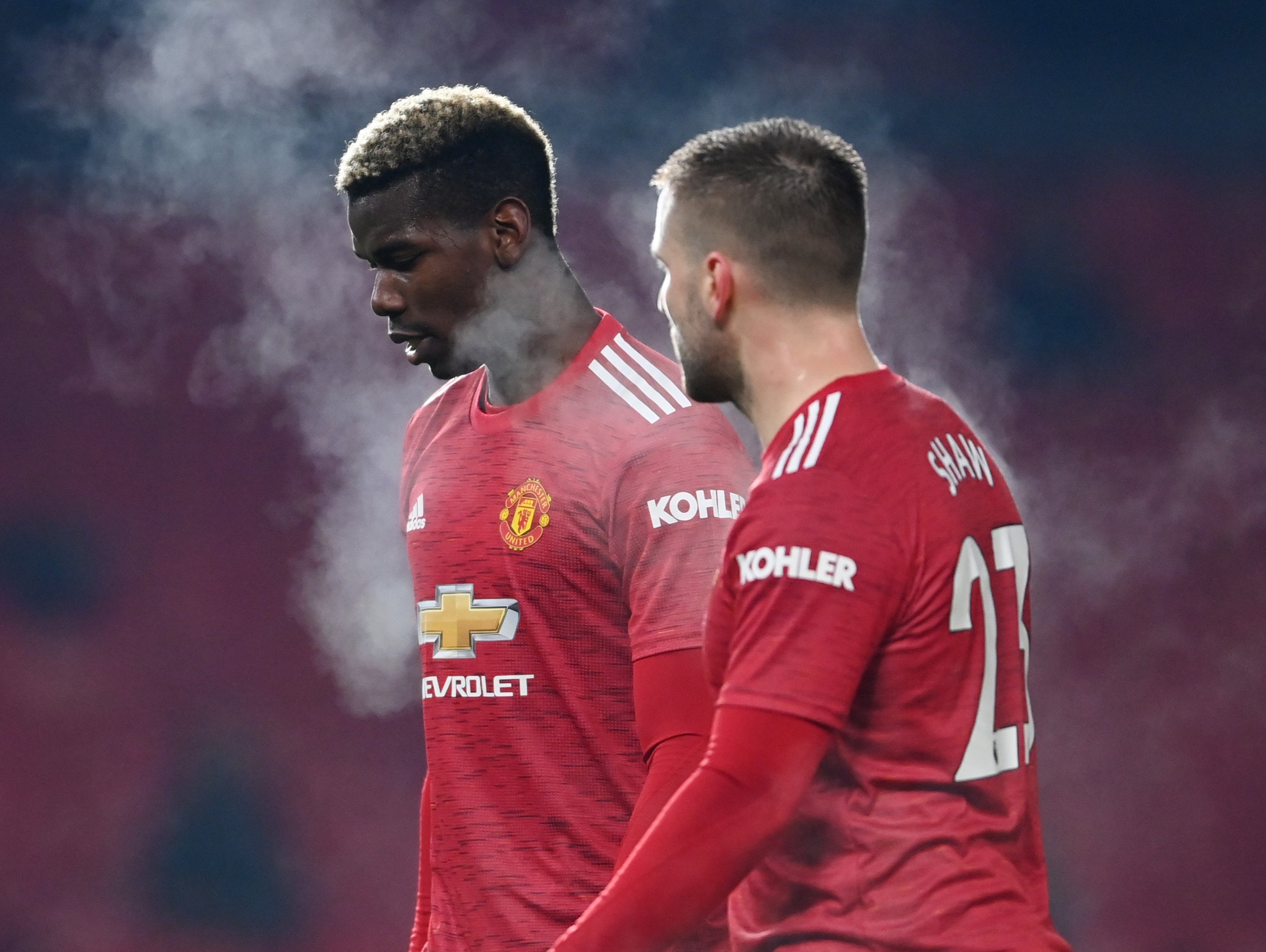 Manchester United’s Paul Pogba and Luke Shaw