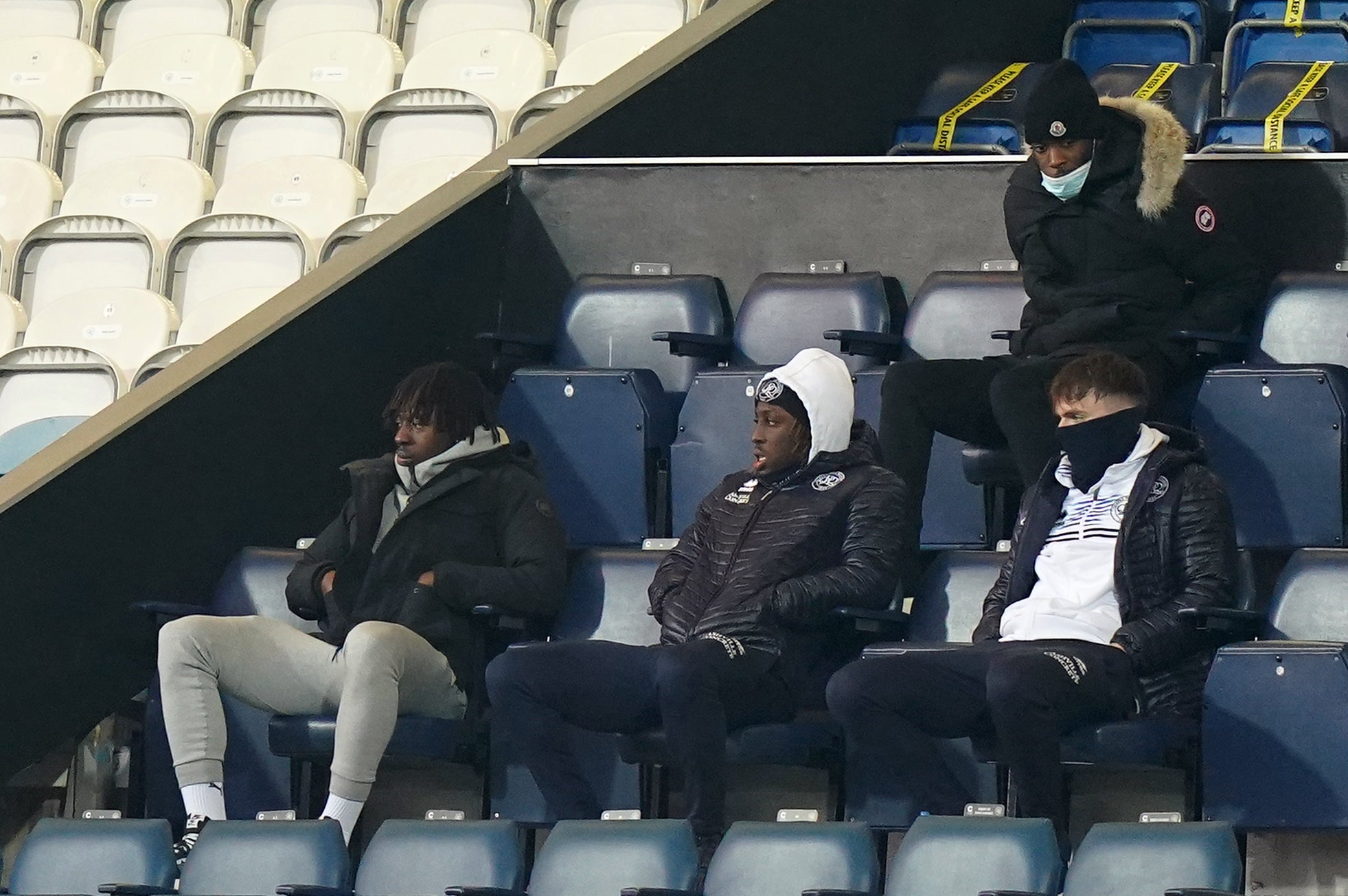 Eberechi Eze, left, watches on at QPR