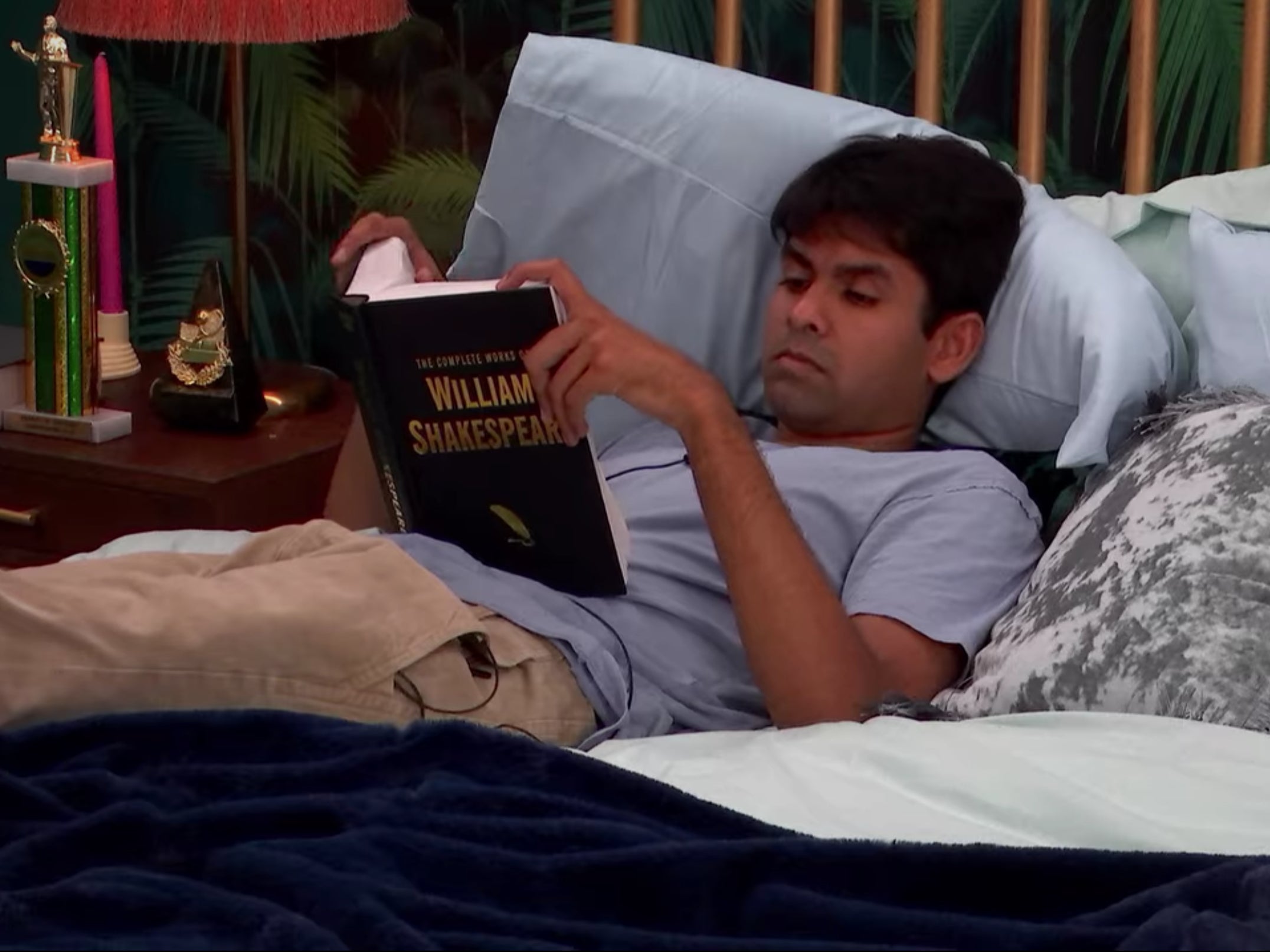 Shubham enjoys a little light reading on The Circle USA