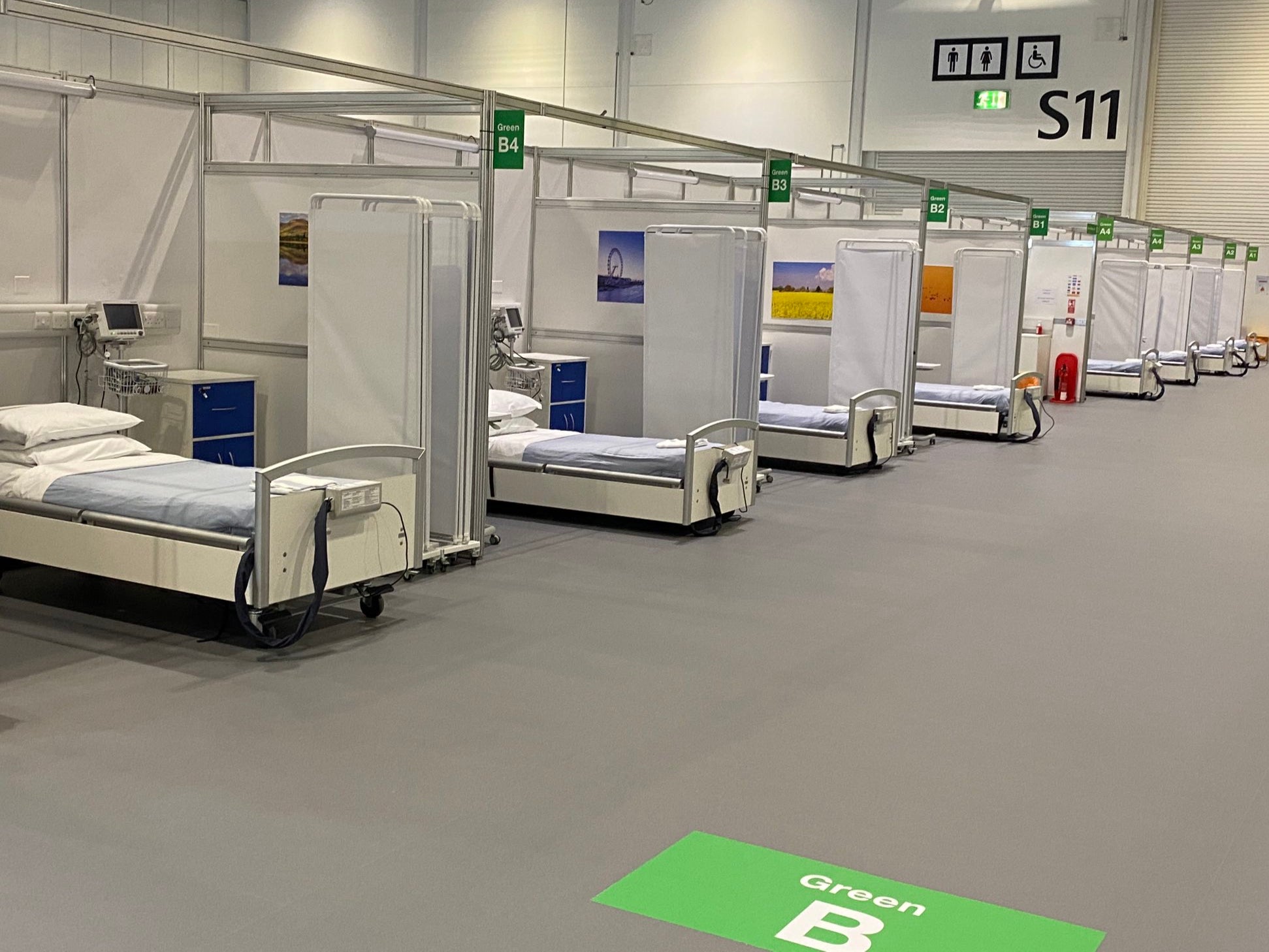 One of the 32 bed ward areas inside London’s Nightingale Hospital