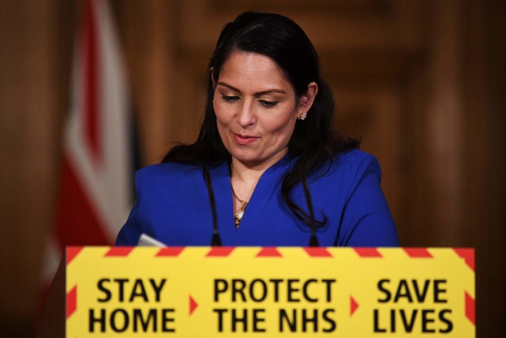 Home secretary Priti Patel addresses the nation on Tuesday