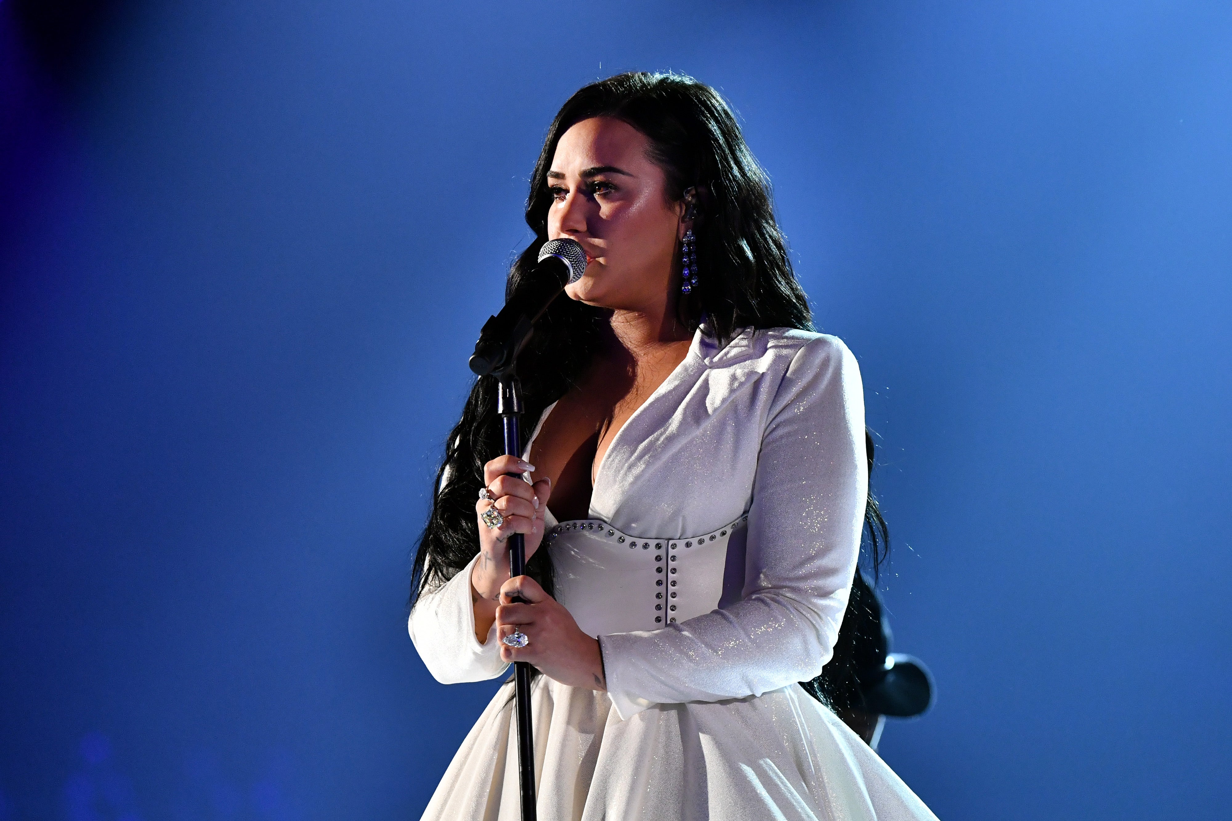 Demi Lovato performing at the Grammys