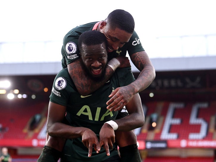 Tanguy Ndombele of Tottenham Hotspur celebrates