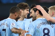 Man City run riot against Palace to go second in Premier League