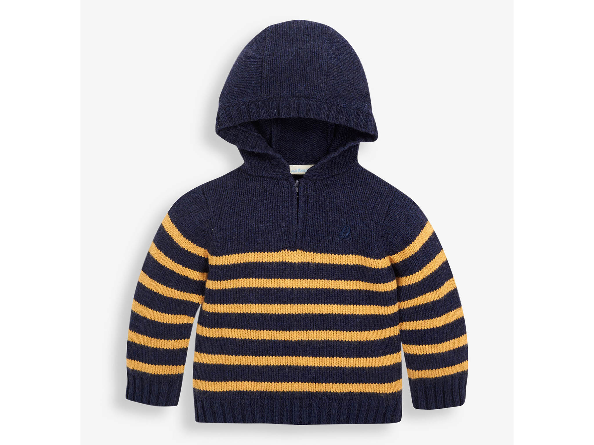 Navy and Mustard Striped Hooded Jumper, IndyBest, JoJo Maman Bebe.jpg