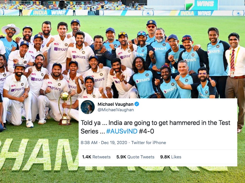 India celebrate clinching victory at the Gabba